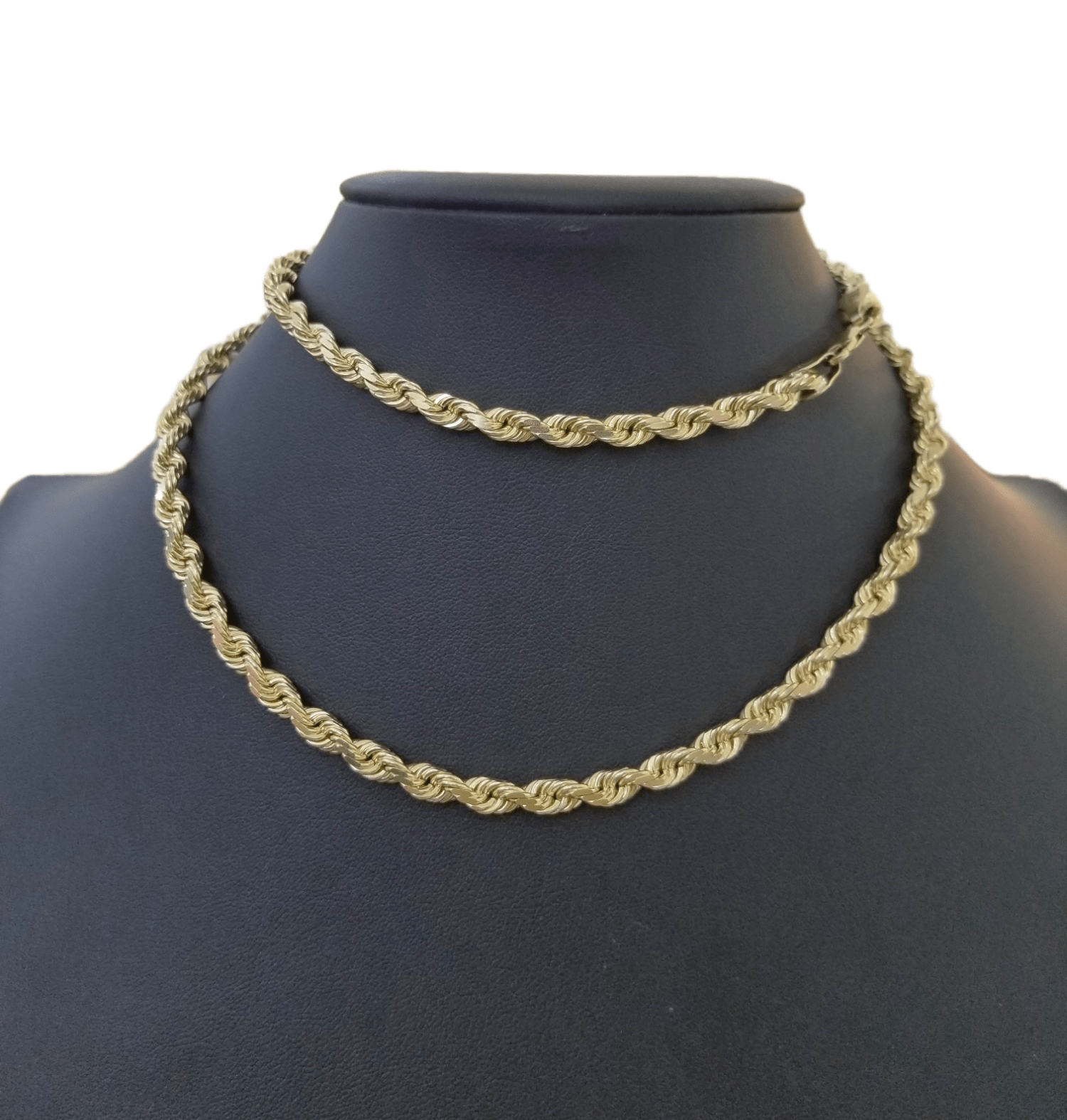 10k Gold Rope Chain For Men Necklace Diamond Cut 6mm 22 Inch SOLID On Sale - GoldenlinQ