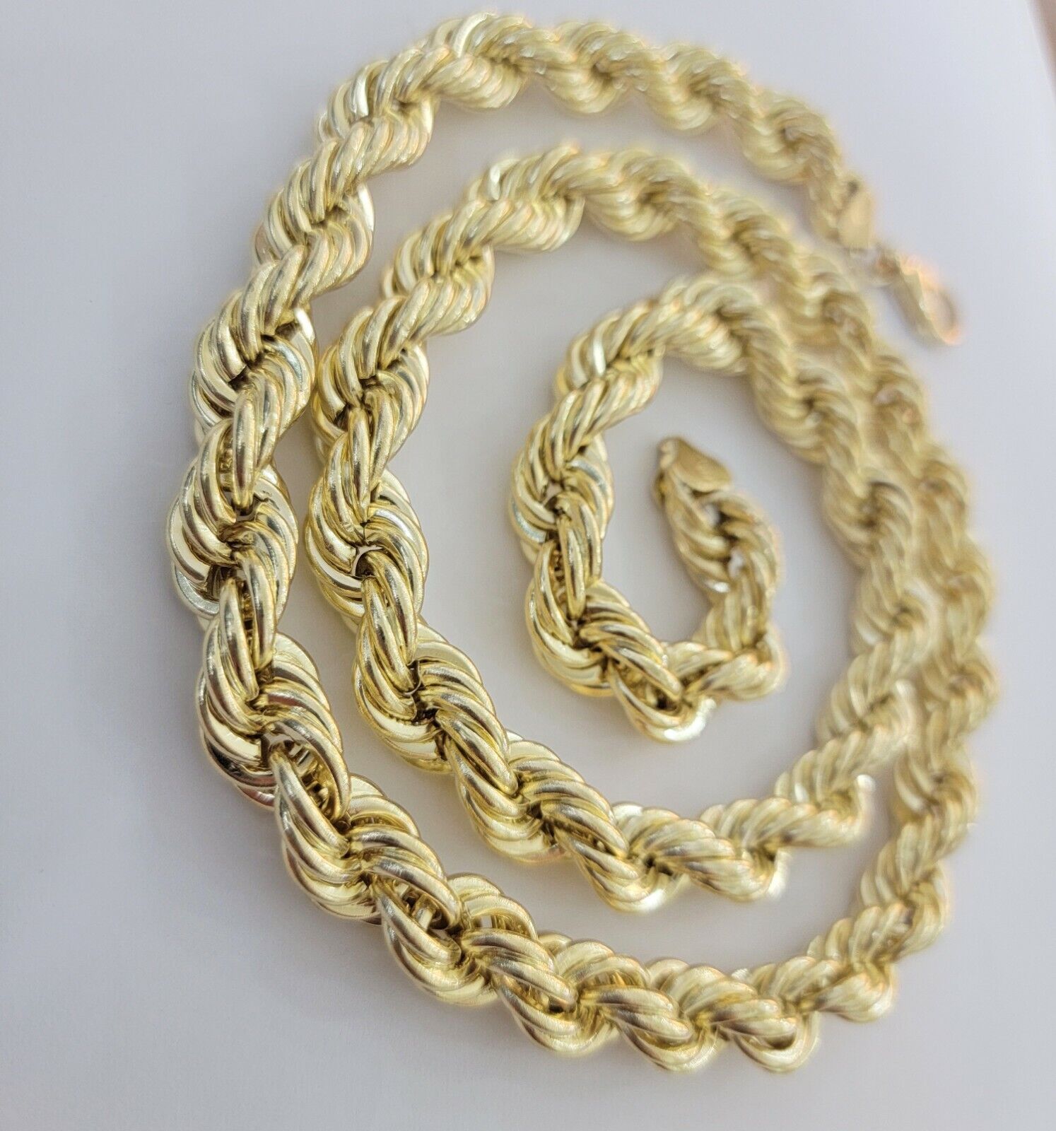 10k Gold Rope Chain Mens 22 Inch Necklace 12mm REAL 10kt Yellow Gold , Thick - GoldenlinQ