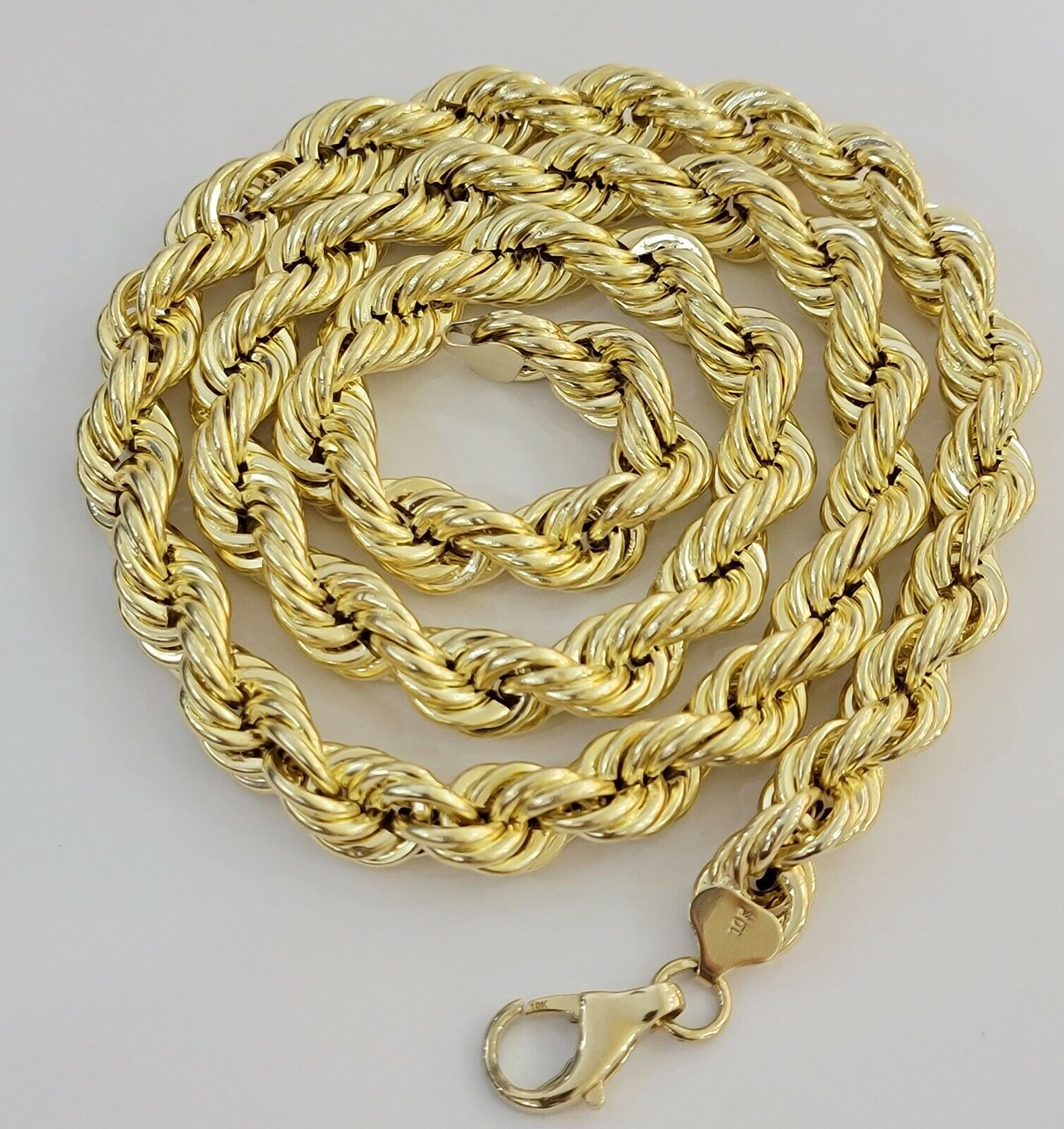 10k Gold Rope Chain Mens 22 Inch Necklace 12mm REAL 10kt Yellow Gold , Thick - GoldenlinQ