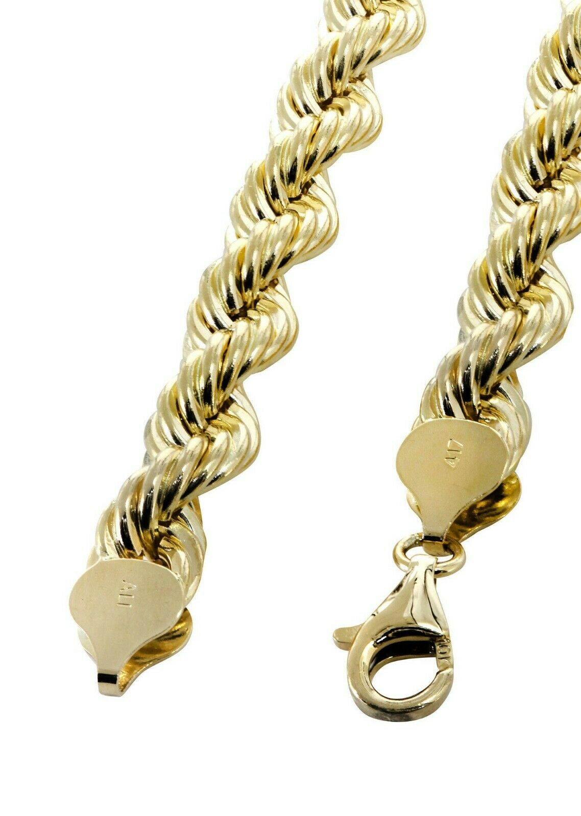 10K Gold Rope Chain Necklace 20 Inch 8mm Yellow Gold Lobster Lock , REAL GOLD - GoldenlinQ