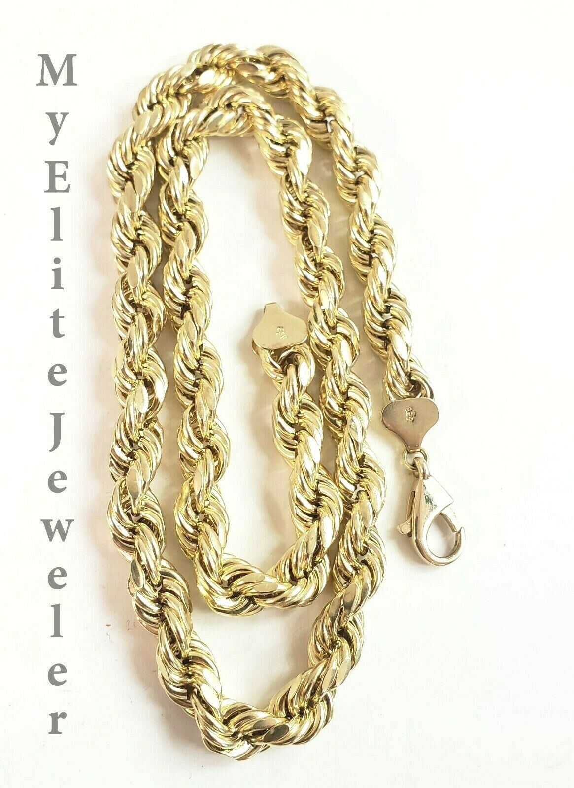 10K Gold Rope Chain Necklace 20 Inch 8mm Yellow Gold Lobster Lock , REAL GOLD - GoldenlinQ