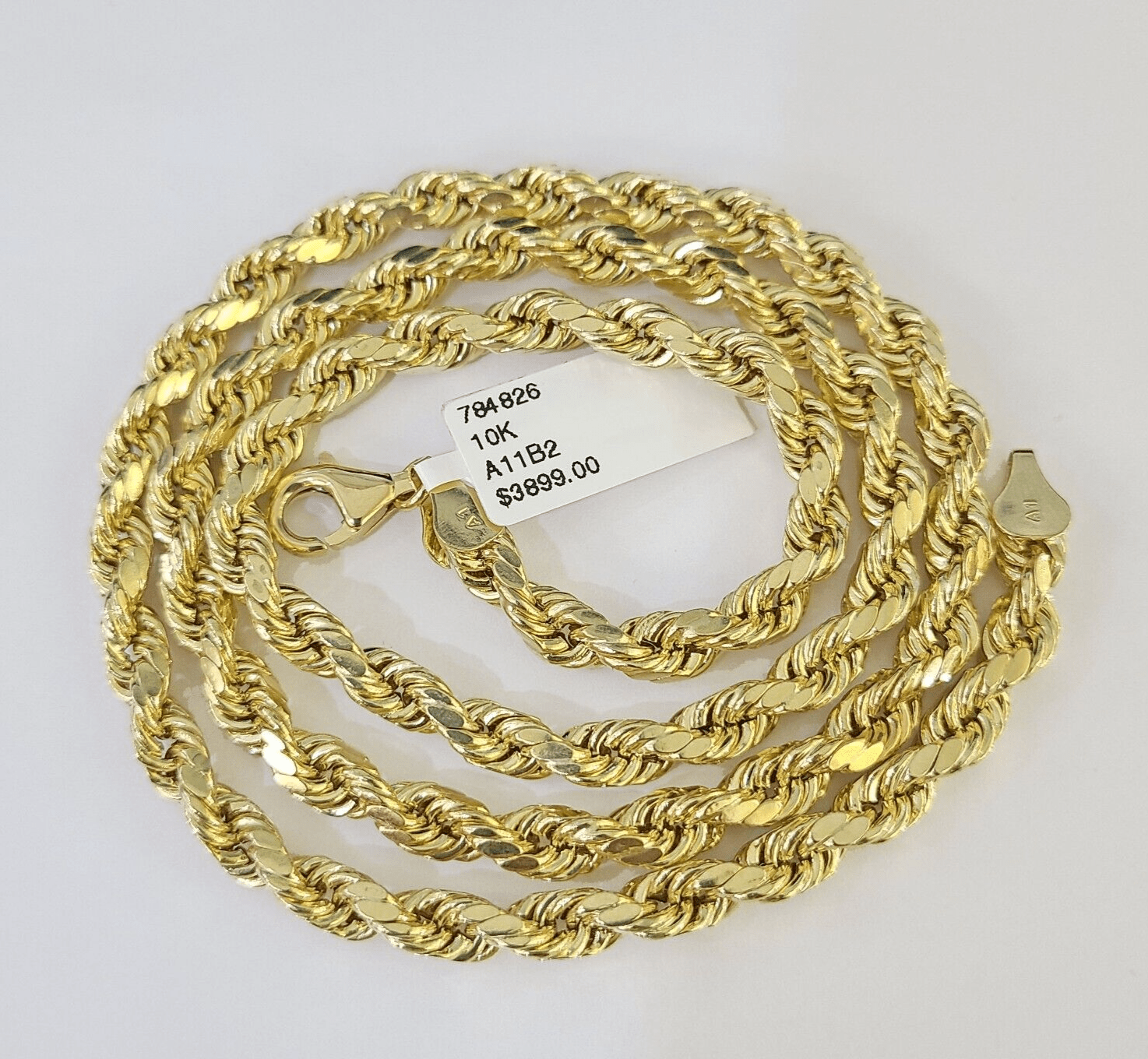 10k Gold Rope chain Necklace 22 Inch 6mm Diamond Cut REAL 10kt Yellow Gold - GoldenlinQ