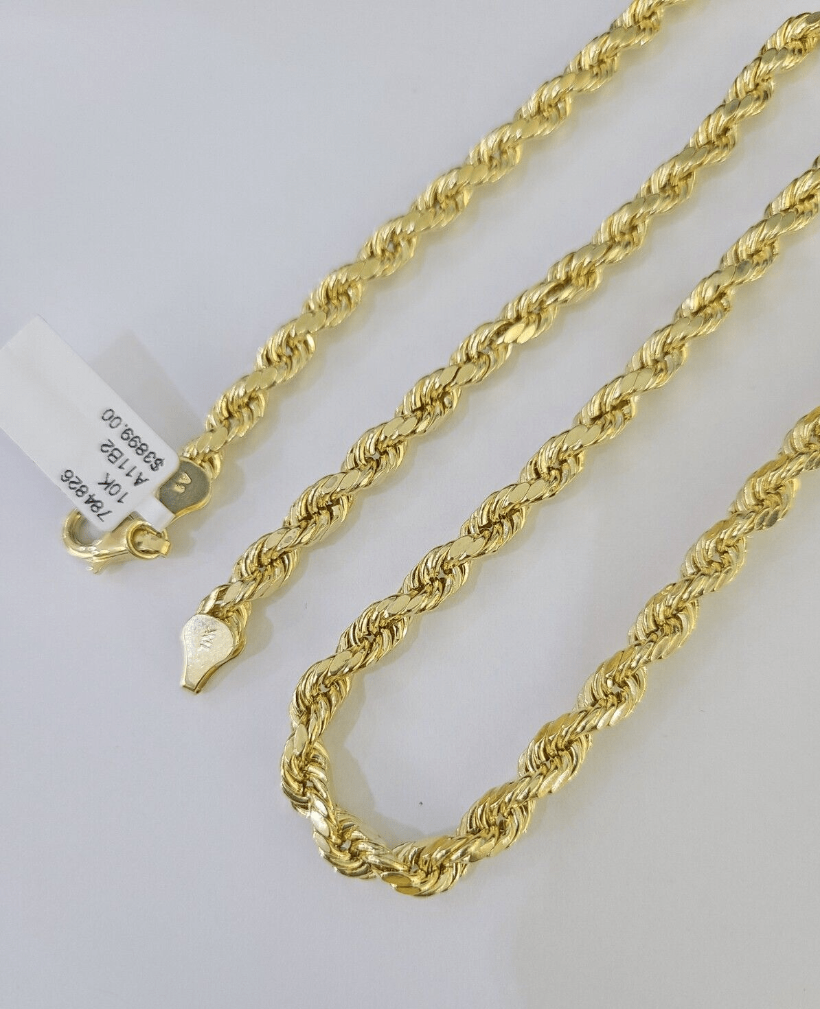 10k Gold Rope chain Necklace 22 Inch 6mm Diamond Cut REAL 10kt Yellow Gold - GoldenlinQ