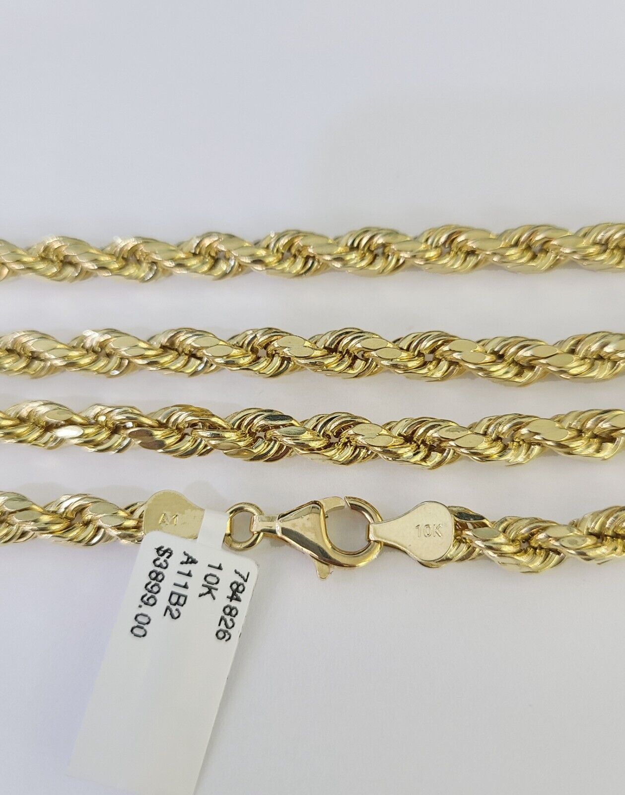 10k Gold Rope chain Necklace 22 Inch 6mm Diamond Cut REAL 10kt Yellow Gold - GoldenlinQ