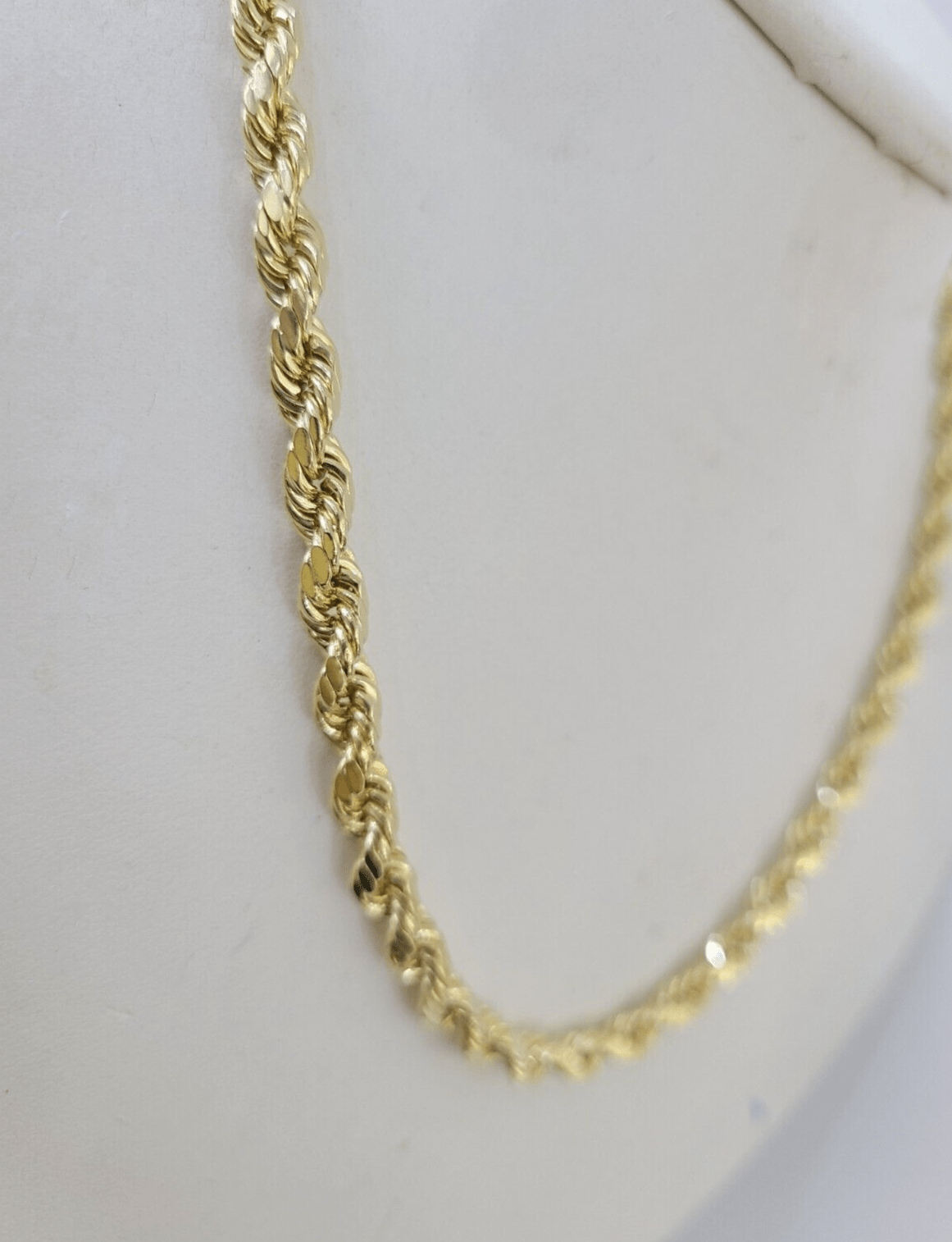10k Gold Rope chain Necklace 22 Inch 6mm Diamond Cut REAL 10kt Yellow Gold - GoldenlinQ