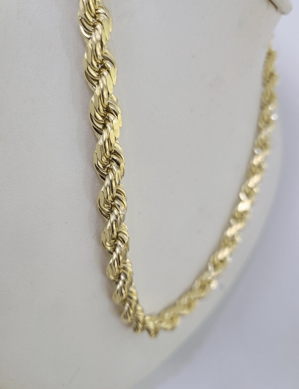 10k Gold Rope Chain Necklace 26 Inch 8mm Diamond Cut REAL 10kt Yellow Gold - GoldenlinQ