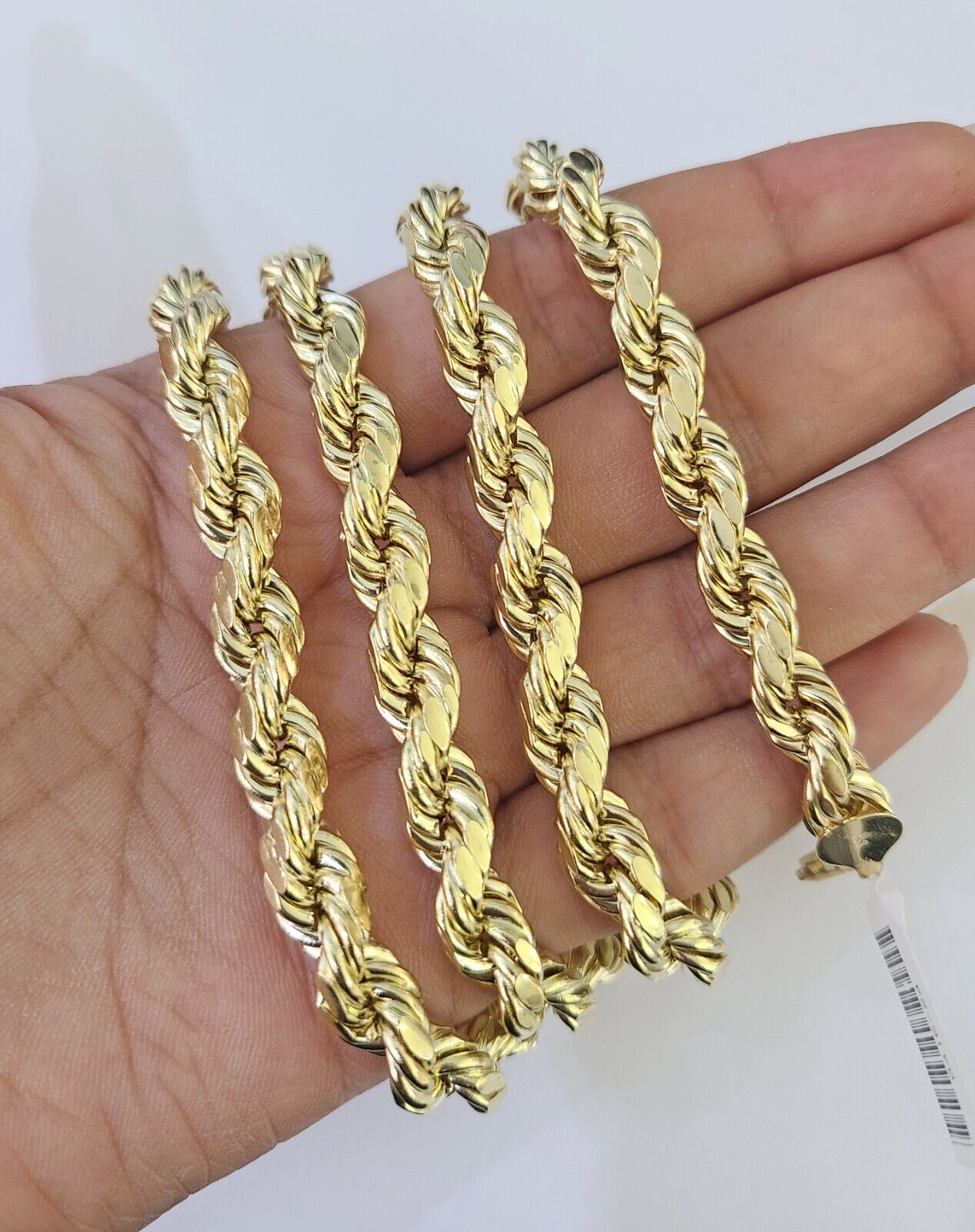 10k Gold Rope Chain Necklace 26 Inch 8mm Diamond Cut REAL 10kt Yellow Gold - GoldenlinQ