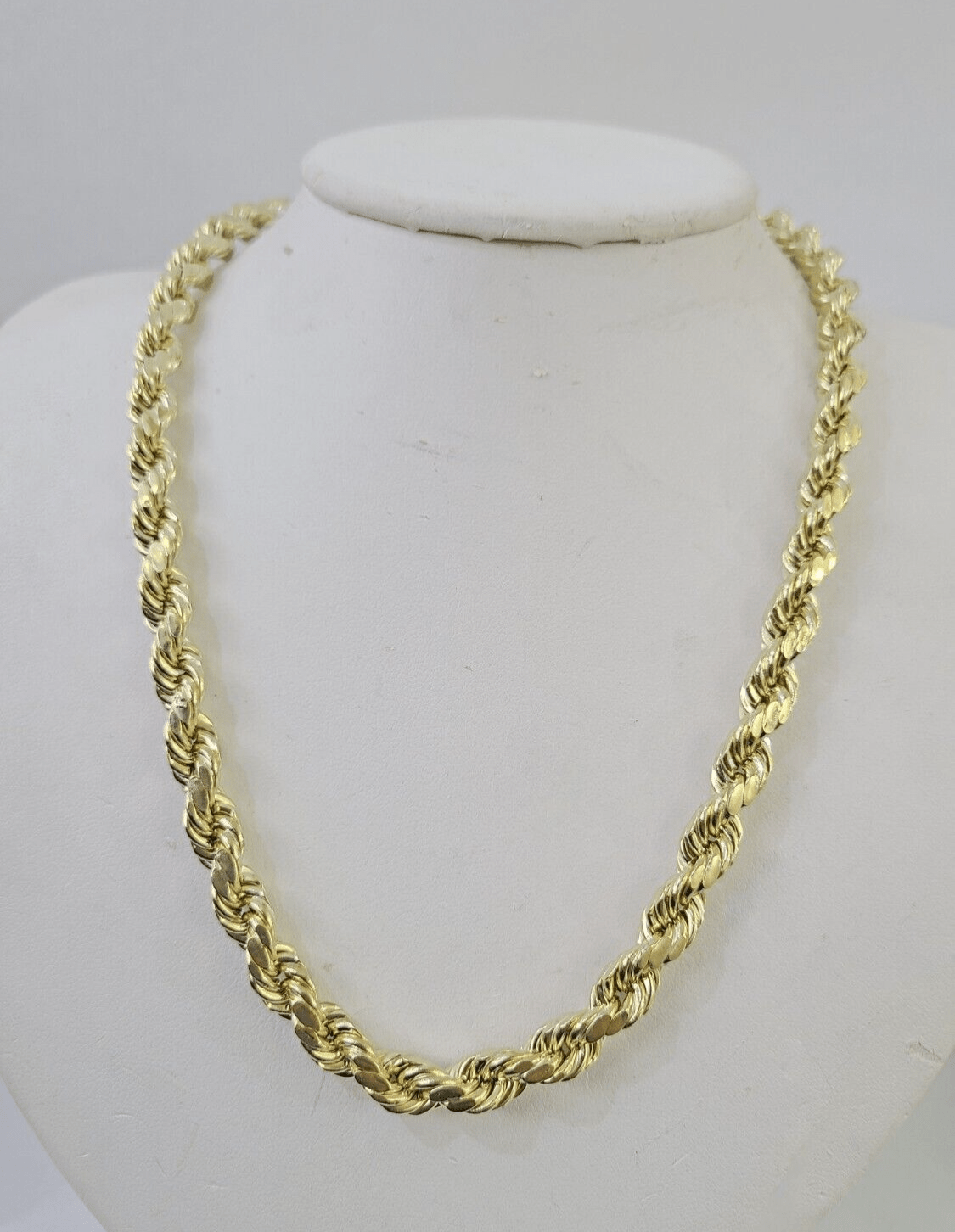 10k Gold Rope Chain Necklace 26 Inch 8mm Diamond Cut REAL 10kt Yellow Gold - GoldenlinQ