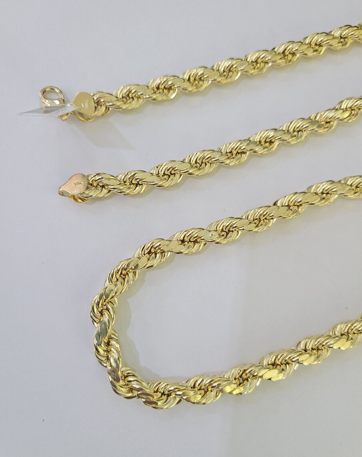 10k Gold Rope Chain Necklace 26 Inch 8mm Diamond Cut REAL 10kt Yellow Gold - GoldenlinQ