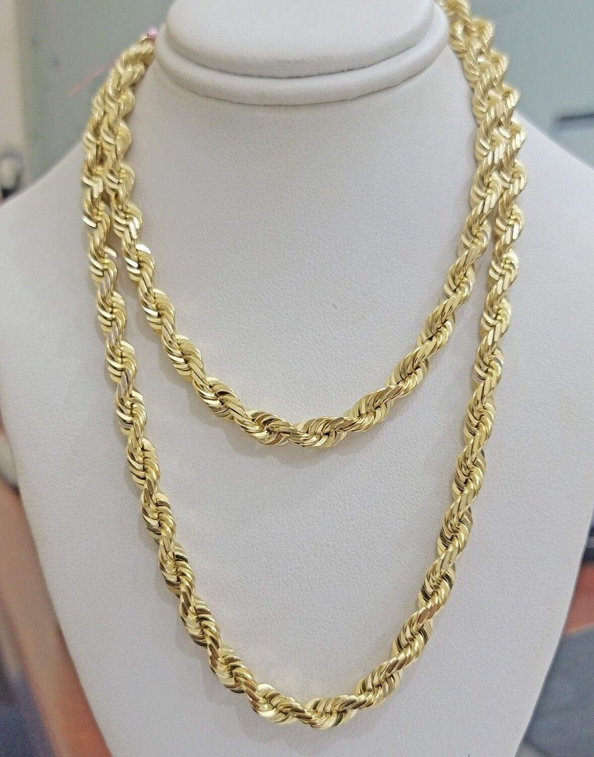 10k Gold Rope Chain Necklace 6mm 24 Inch SOLID Mens 10kt Yellow Gold Strong,REAL - GoldenlinQ