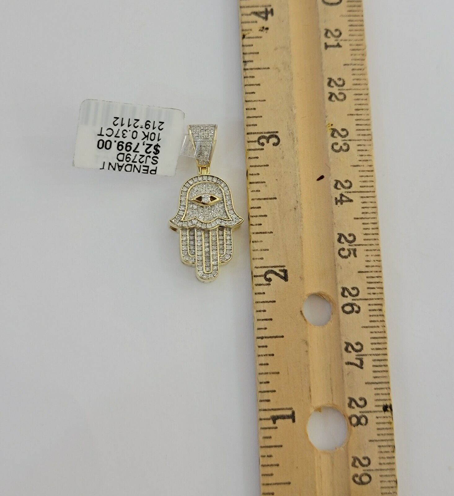10k Gold Rope Chain necklace Hamsa Diamond Pendant Hamza Charm Necklace REAL - GoldenlinQ