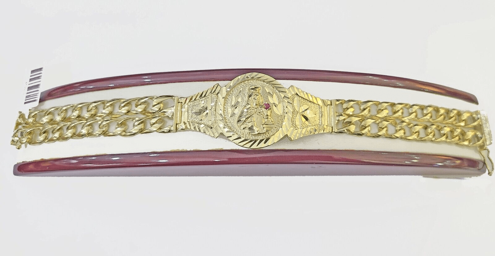 10k Gold Saint Barbara Miami Cuban Bracelet Size 8" 15mm - GoldenlinQ