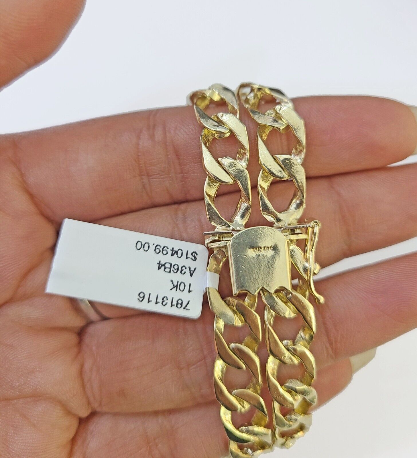 10k Gold Saint Barbara Miami Cuban Bracelet Size 8" 15mm - GoldenlinQ