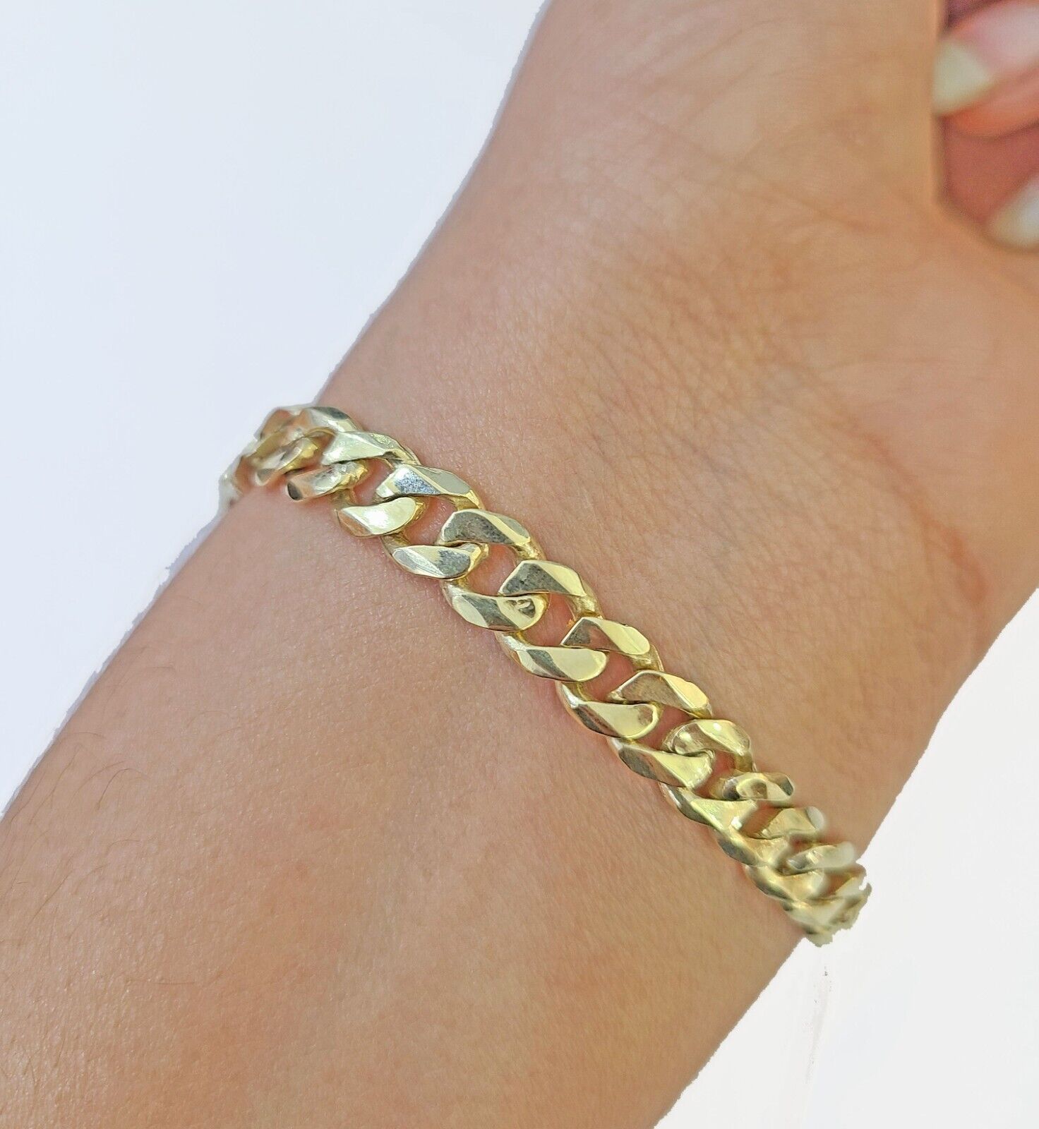 10k Gold St Lazaro Miami Cuban Bracelet Size 8" Inches 7mm 10kt Mens Ladies - GoldenlinQ