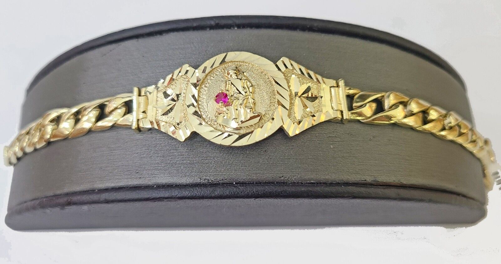 10k Gold St Lazaro Miami Cuban Bracelet Size 8" Inches 8mm 10kt Mens Ladies - GoldenlinQ