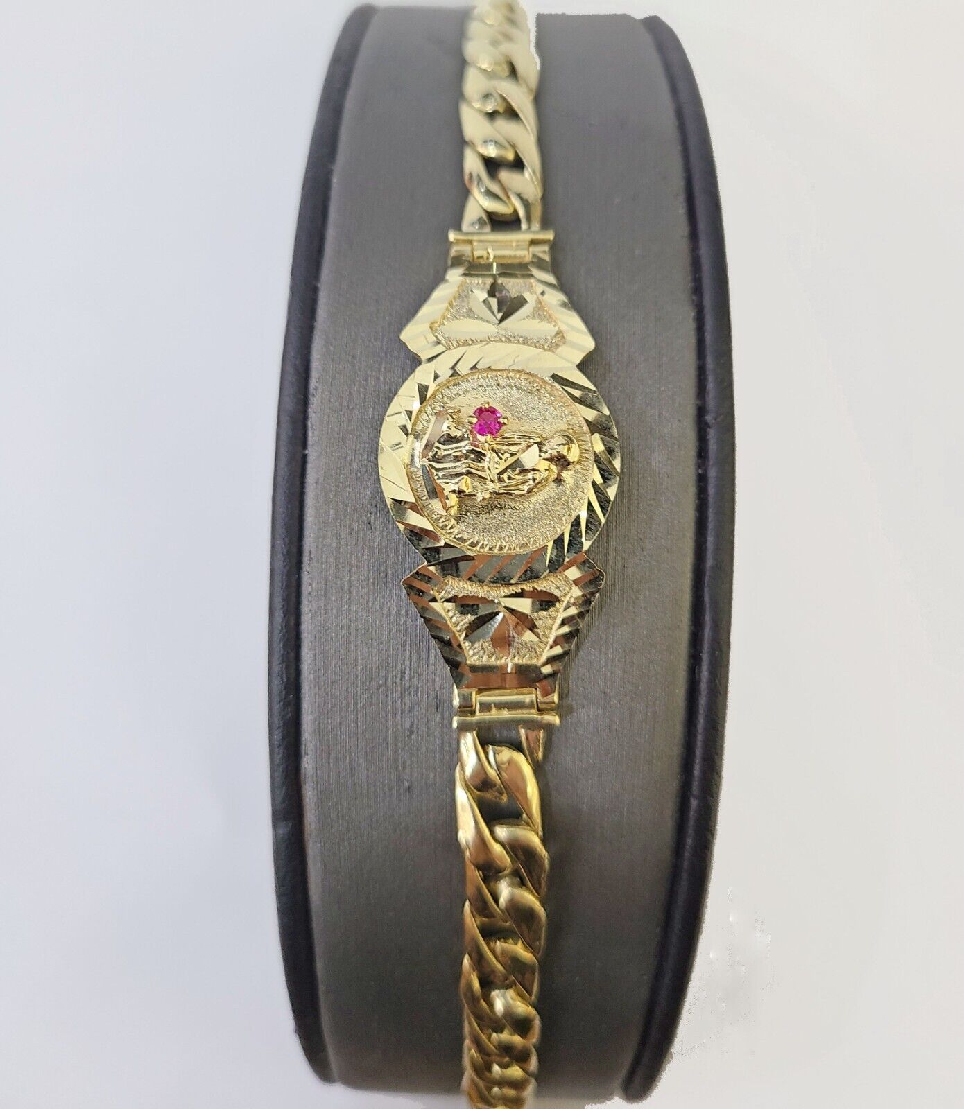 10k Gold St Lazaro Miami Cuban Bracelet Size 8" Inches 8mm 10kt Mens Ladies - GoldenlinQ