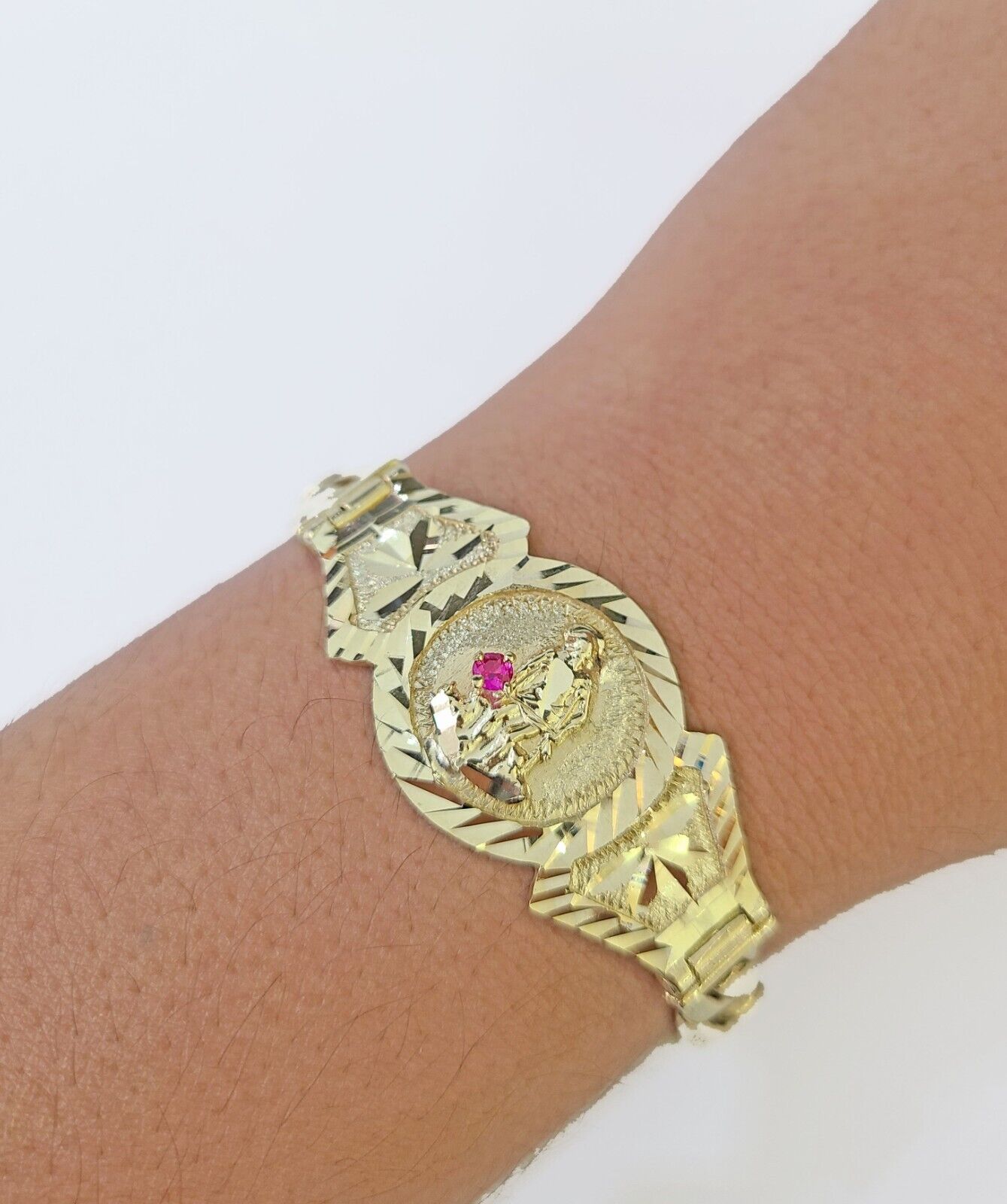 10k Gold St Lazaro Miami Cuban Bracelet Size 8" Inches 8mm 10kt Mens Ladies - GoldenlinQ