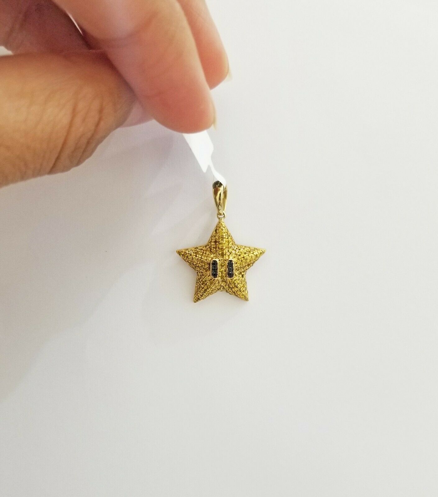 10k Gold Yellow Diamond Star Charm 0.64CT Diamond ,10Kt Real Diamond Pendent - GoldenlinQ