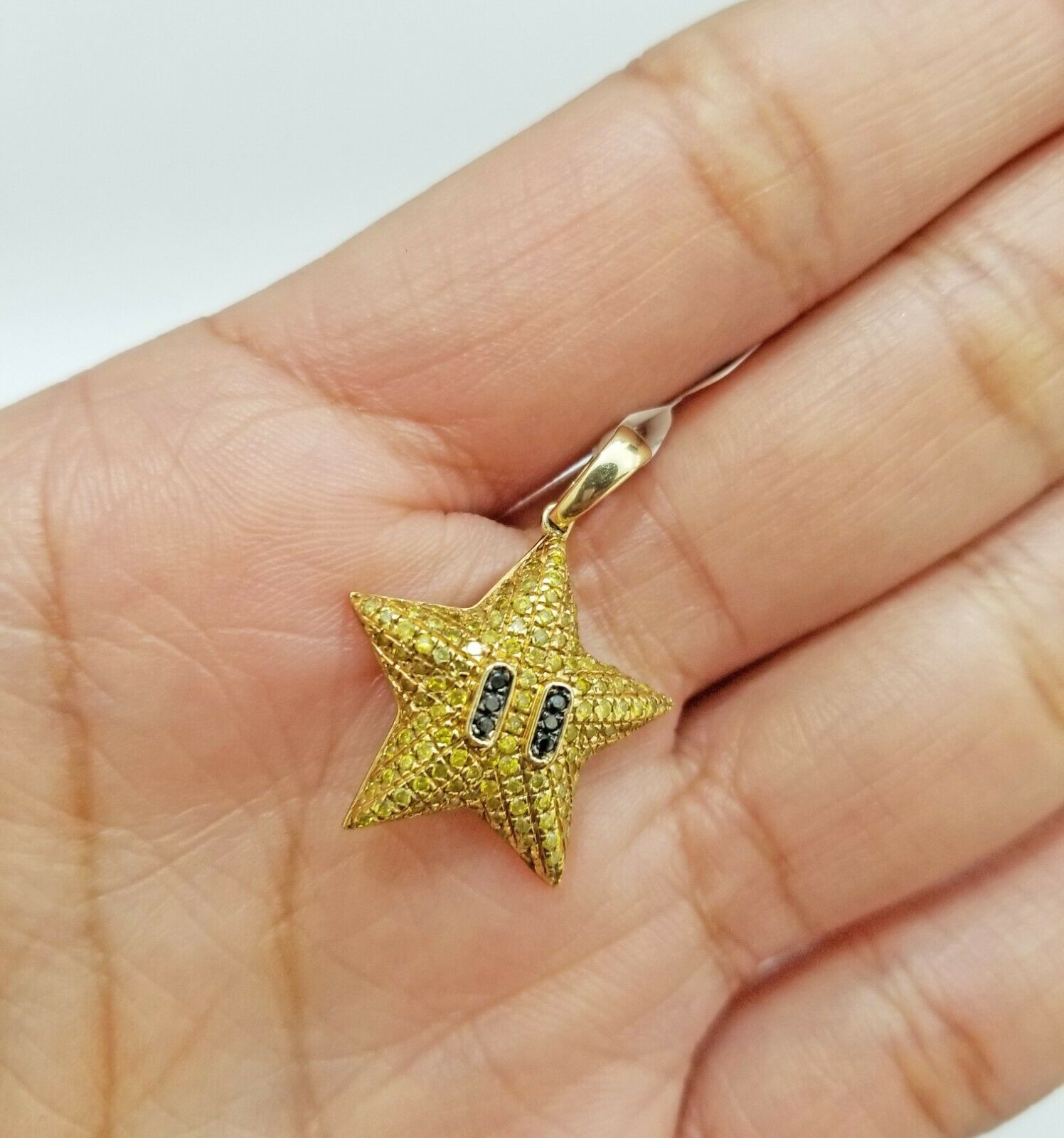 10k Gold Yellow Diamond Star Charm 0.64CT Diamond ,10Kt Real Diamond Pendent - GoldenlinQ