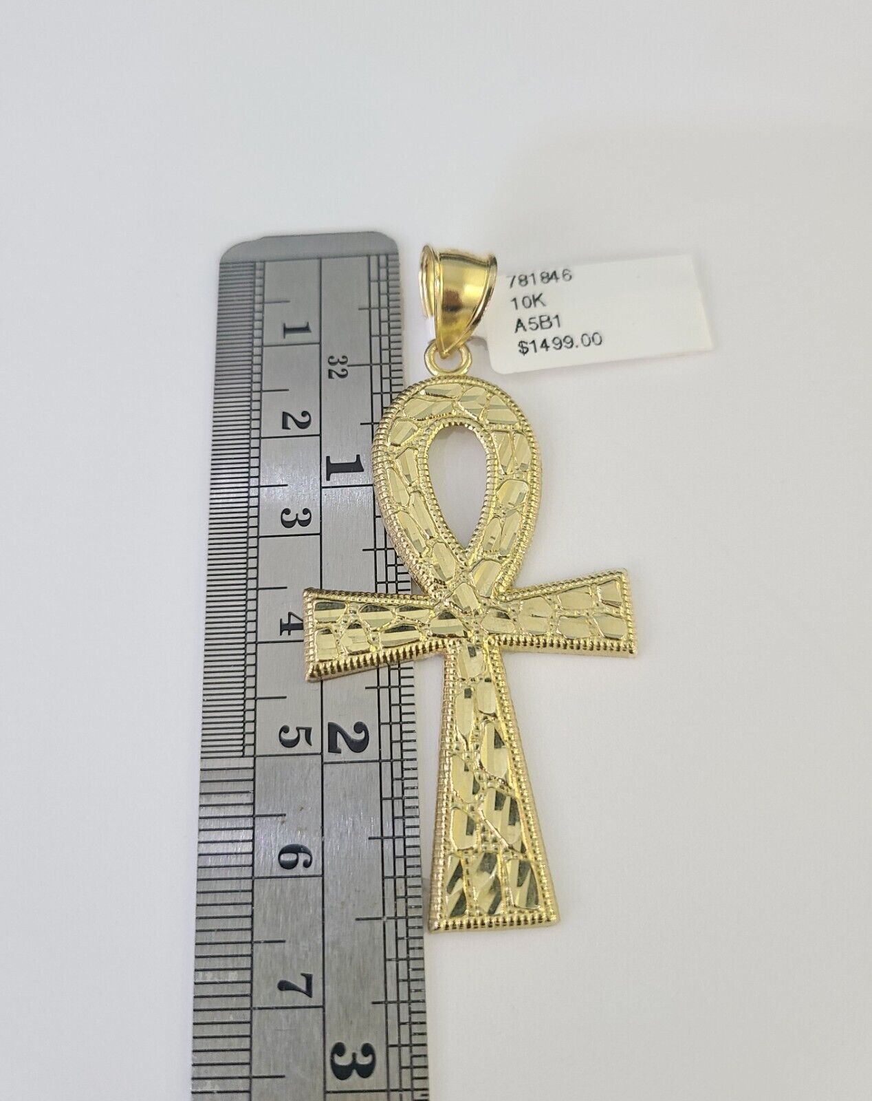 10k Jesus Ankh Cross Charm Pendant Egyptian Yellow Gold Men Women 3" 2.5" 2" - GoldenlinQ