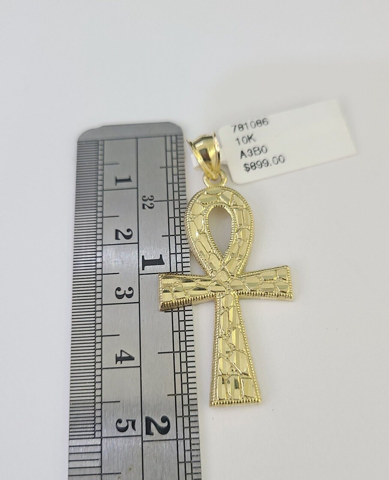 10k Jesus Ankh Cross Charm Pendant Egyptian Yellow Gold Men Women 3" 2.5" 2" - GoldenlinQ
