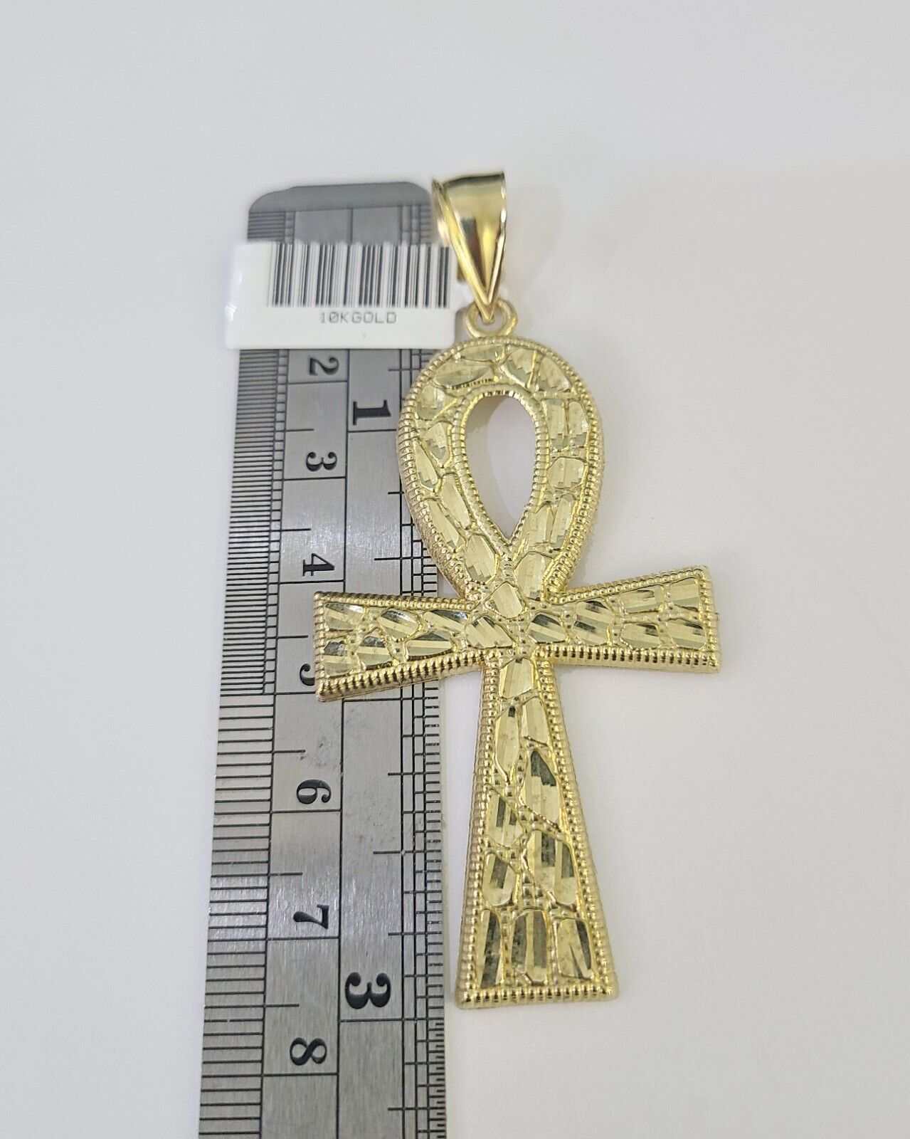10k Jesus Ankh Cross Charm Pendant Egyptian Yellow Gold Men Women 3" 2.5" 2" - GoldenlinQ