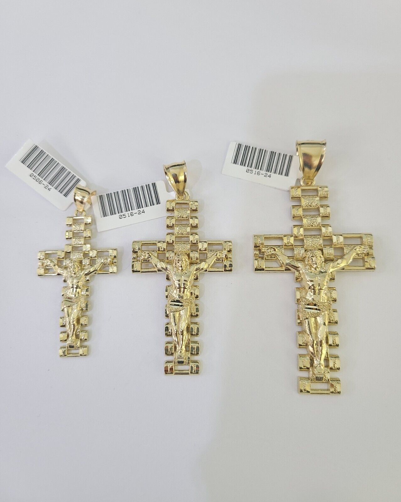 10k Jesus Cross Crucifix Charm Pendant Yellow Gold Men Women 3" 2.25" 2" Real - GoldenlinQ