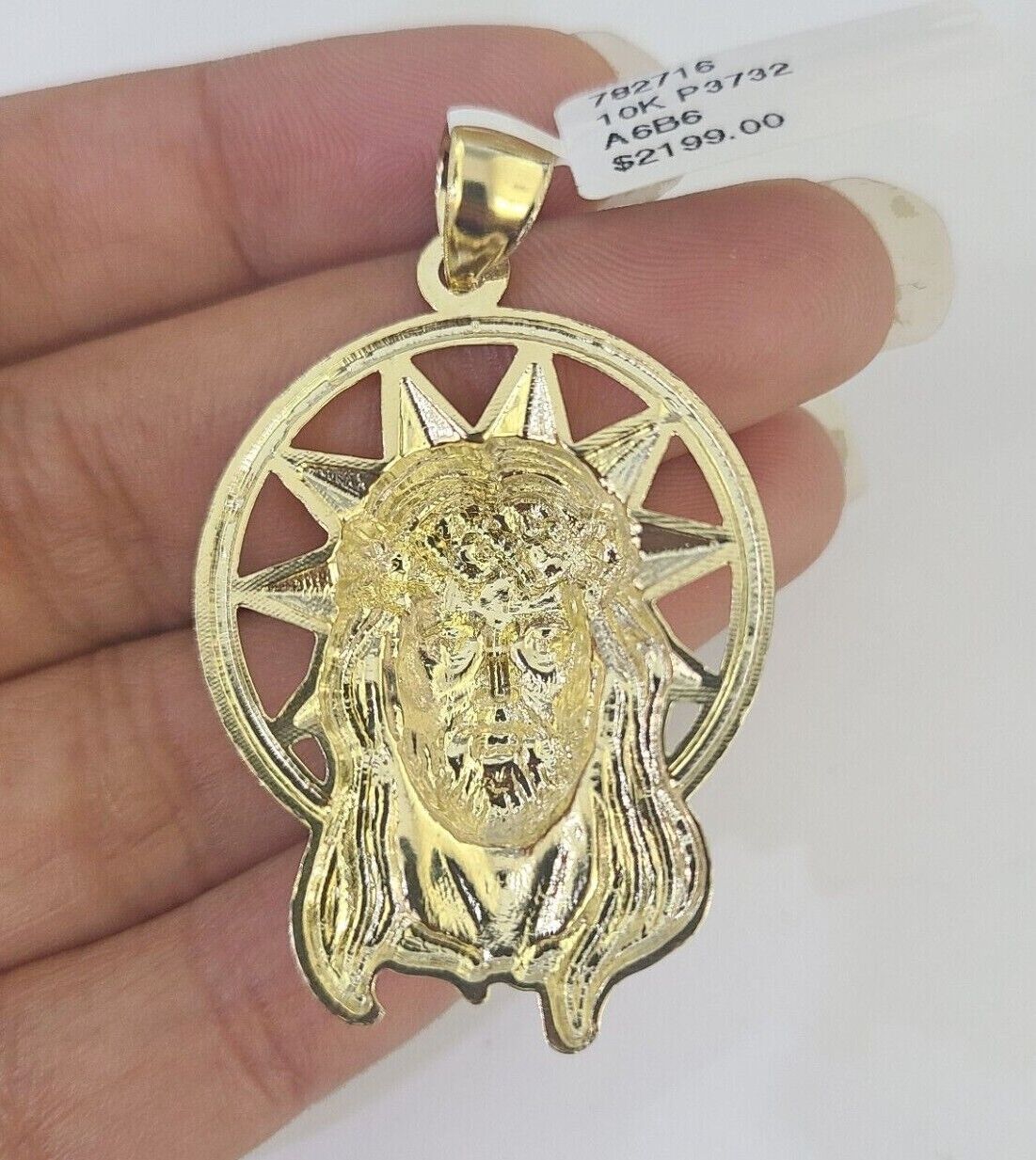 10k Jesus Head Charm Miami Cuban Chain Pendant Set 5mm Necklace Yellow Gold - GoldenlinQ