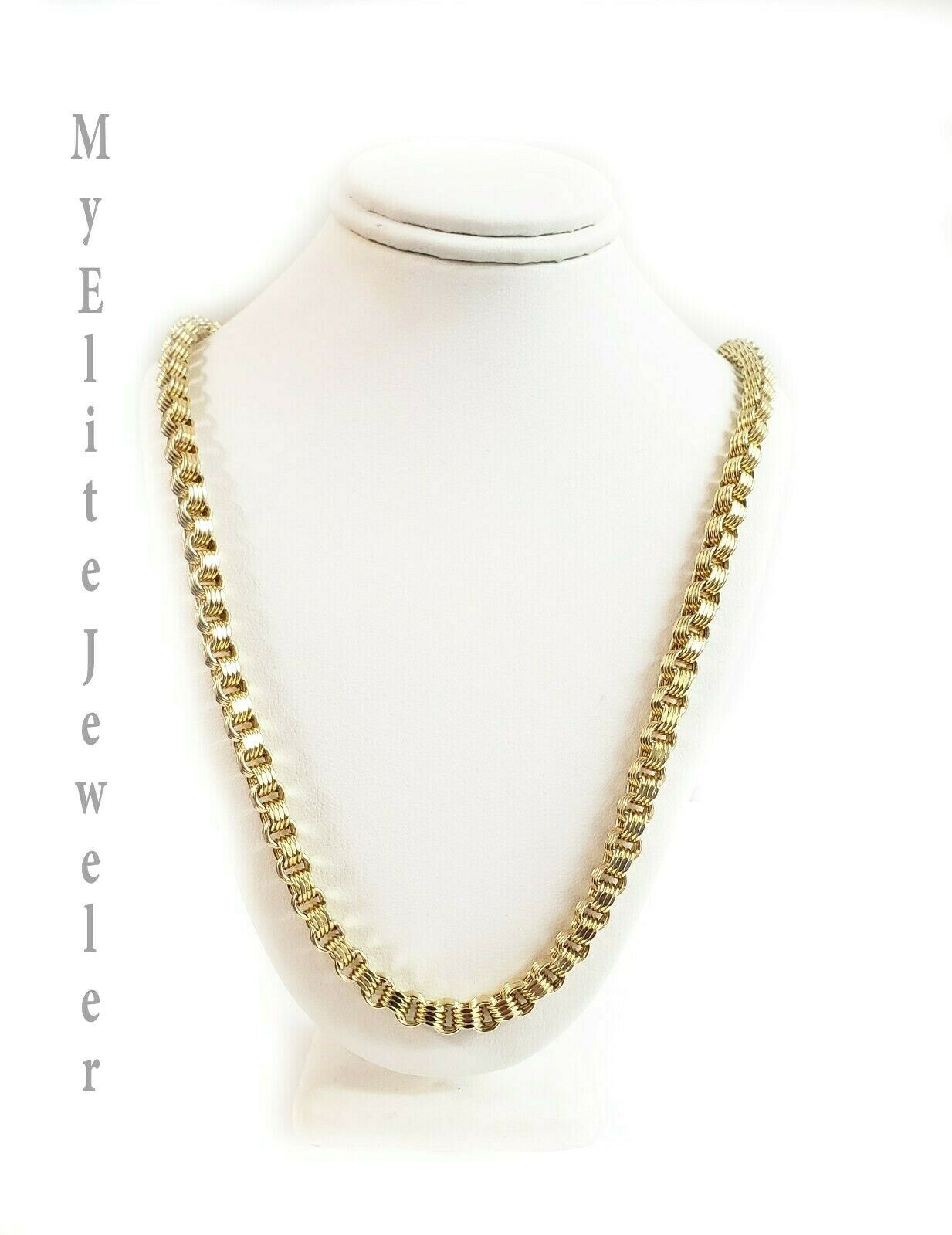 10K Ladies Men's Byzantine Chain Necklace Yellow Gold 5 mm 22 Inch Lobster Lock - GoldenLinQ