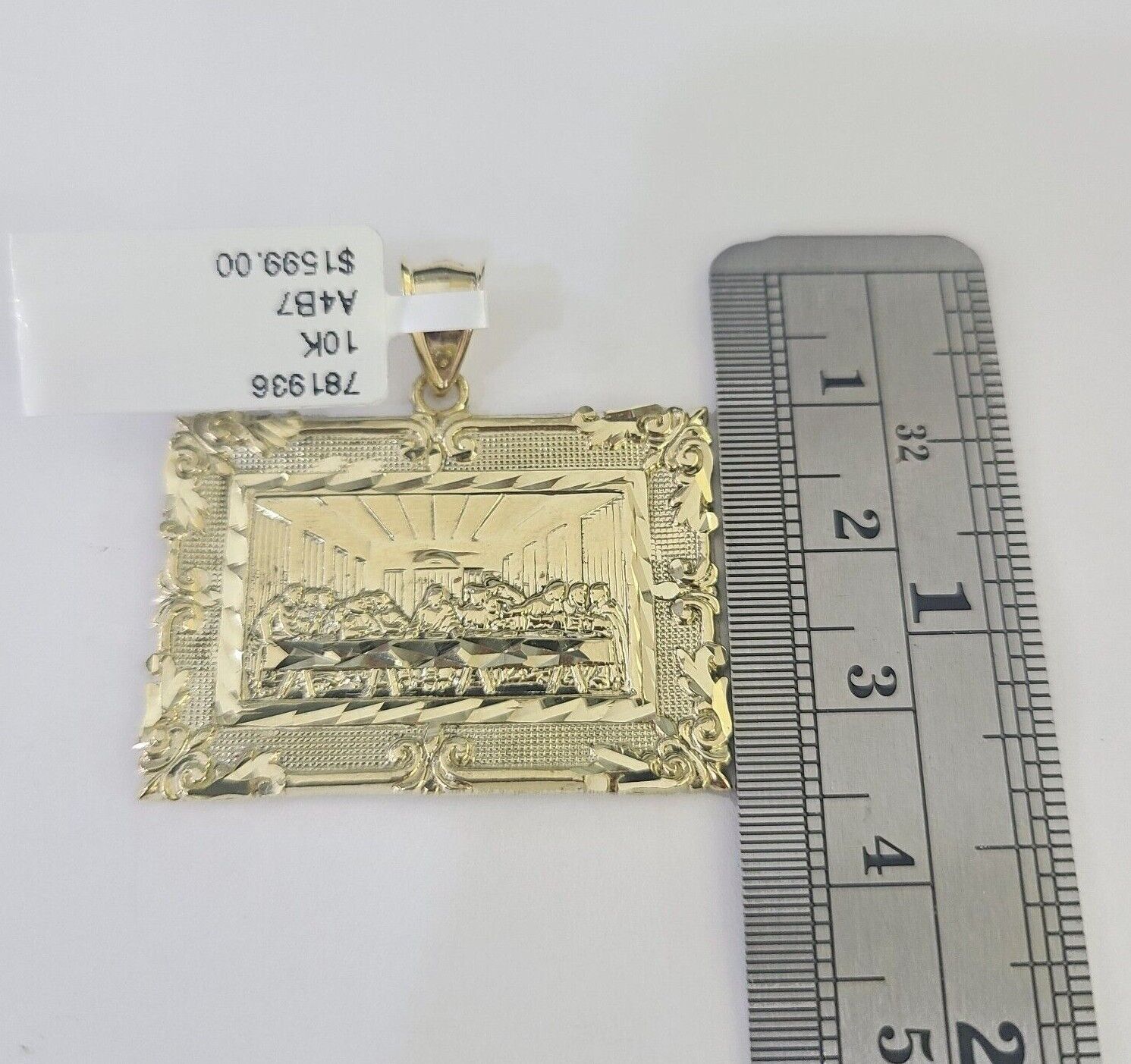 10k Last Supper Charm Miami Cuban Chain Pendant Set 5mm Necklace Yellow Gold - GoldenlinQ