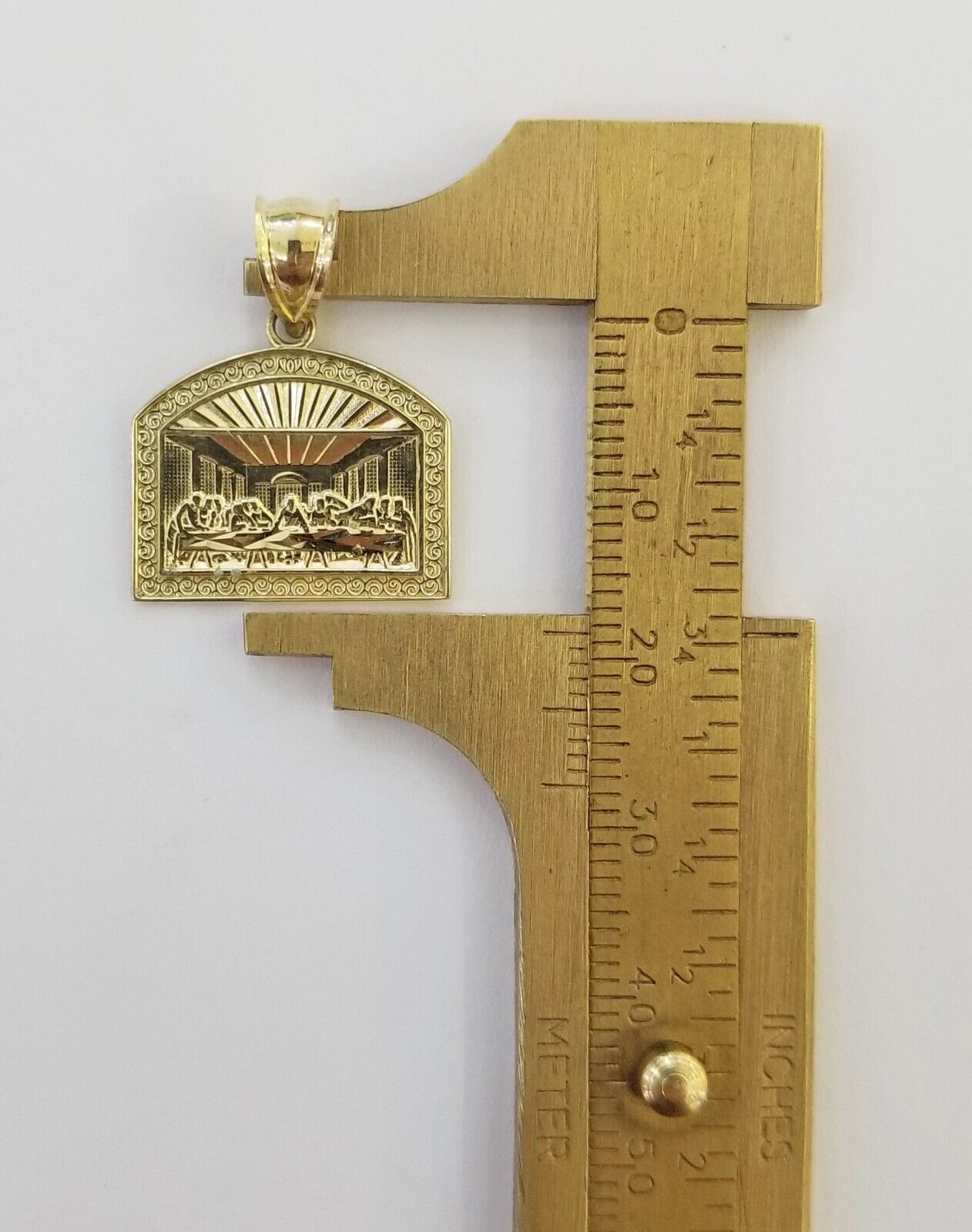 10k Last Supper Charm with Real Gold Solid 4mm Miami Cuban Chain 24 inch Set - GoldenlinQ