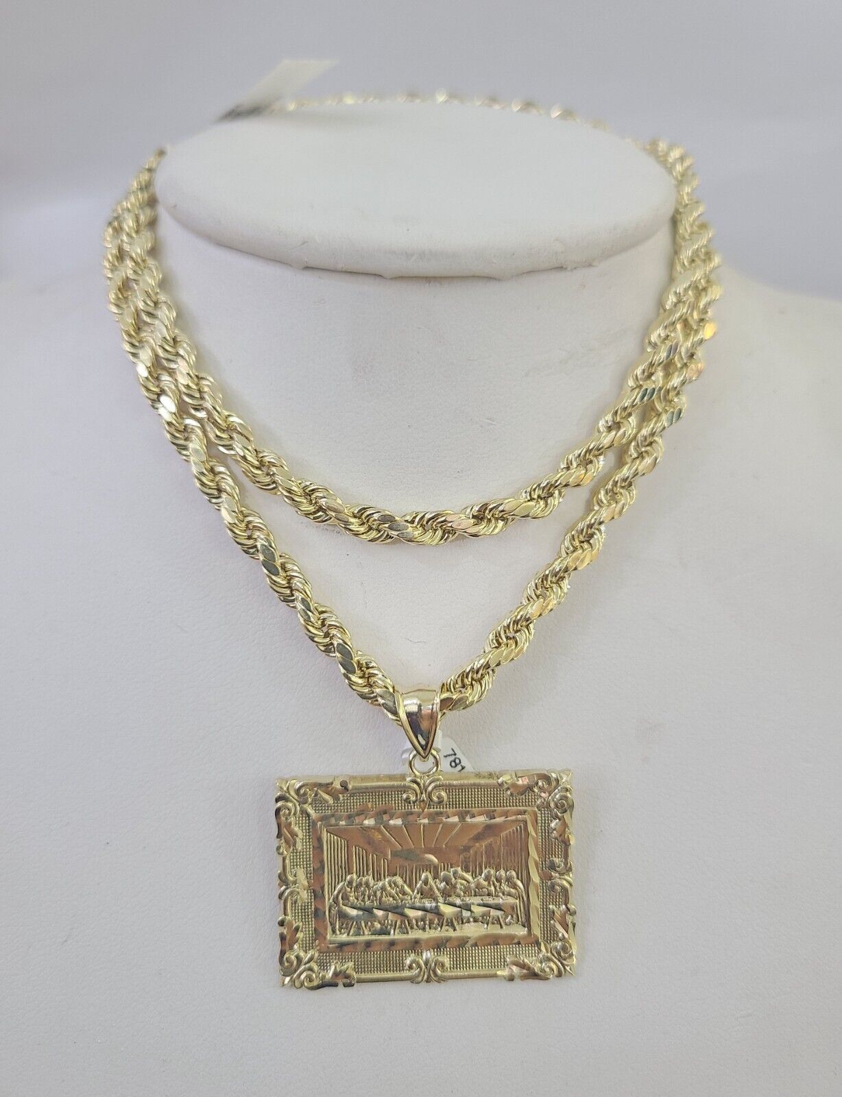 10k Last Supper Pendant Rope Chain 5mm 18" - 26" SET Necklace Charm - GoldenlinQ