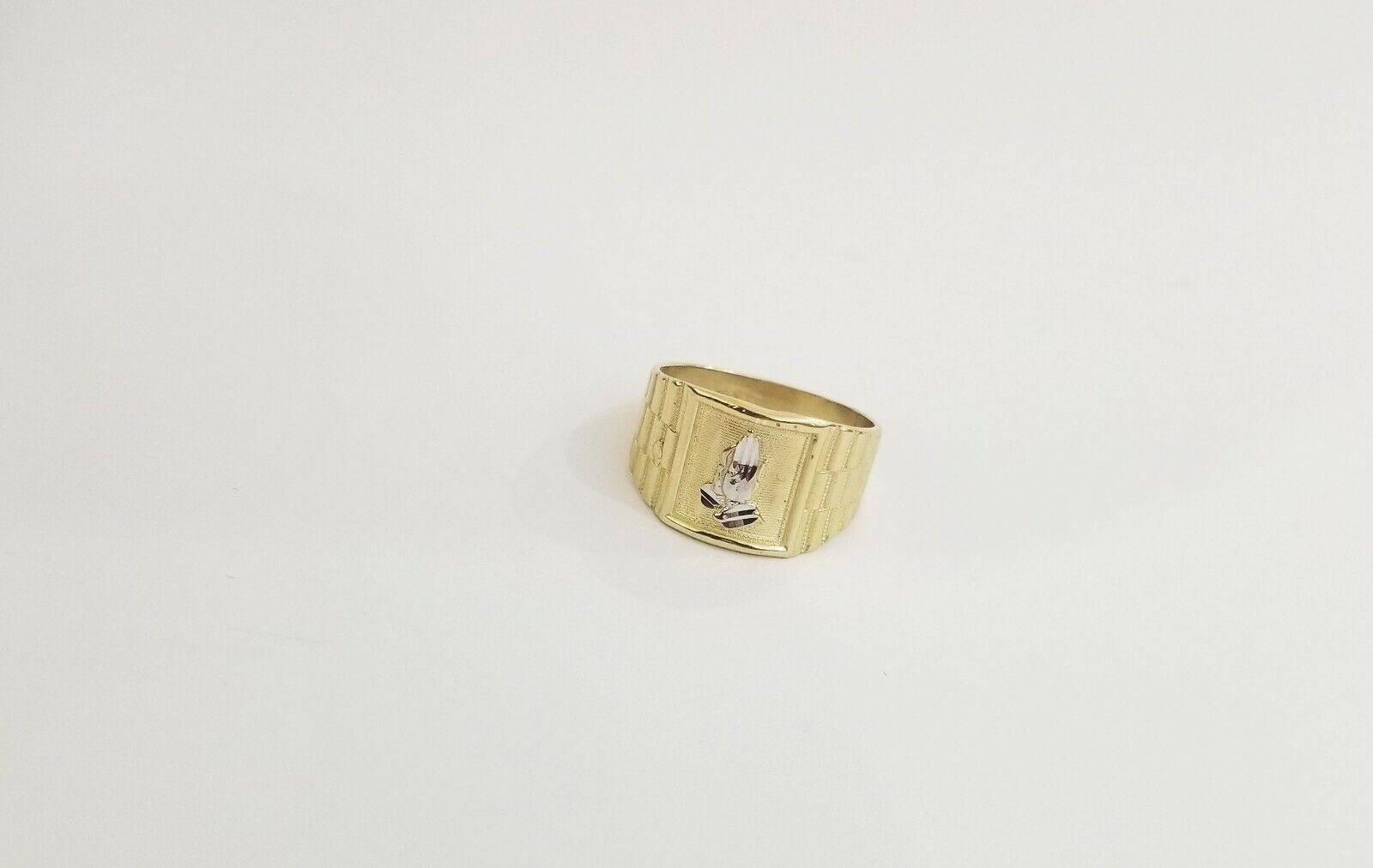 10k Men Yellow Gold prying hand Ring Sizable casual Square 10kt - GoldenlinQ