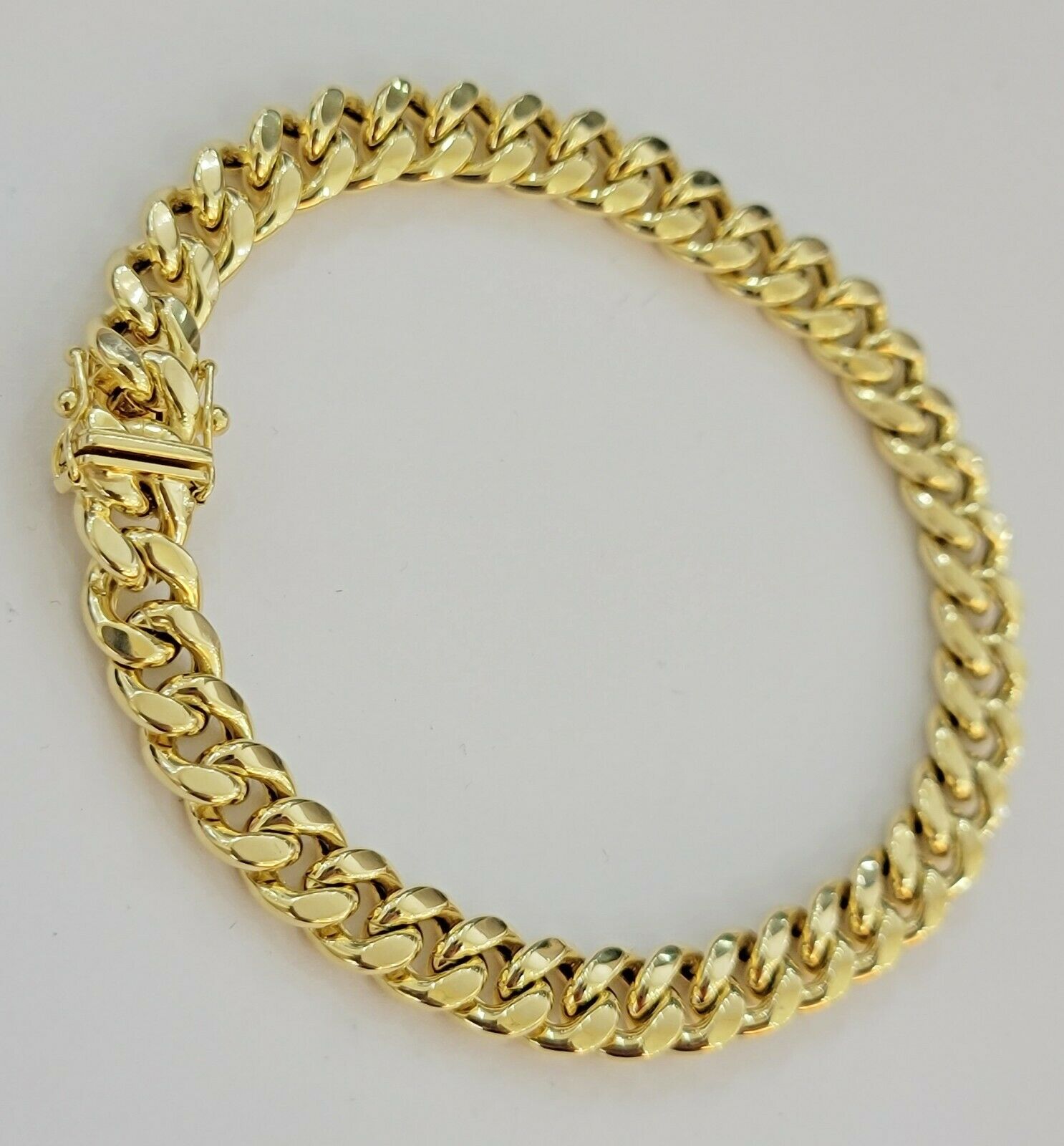10K Men's Yellow Gold Miami Cuban Bracelet 8.5 Inches 9mm long Box Lock - GoldenLinQ