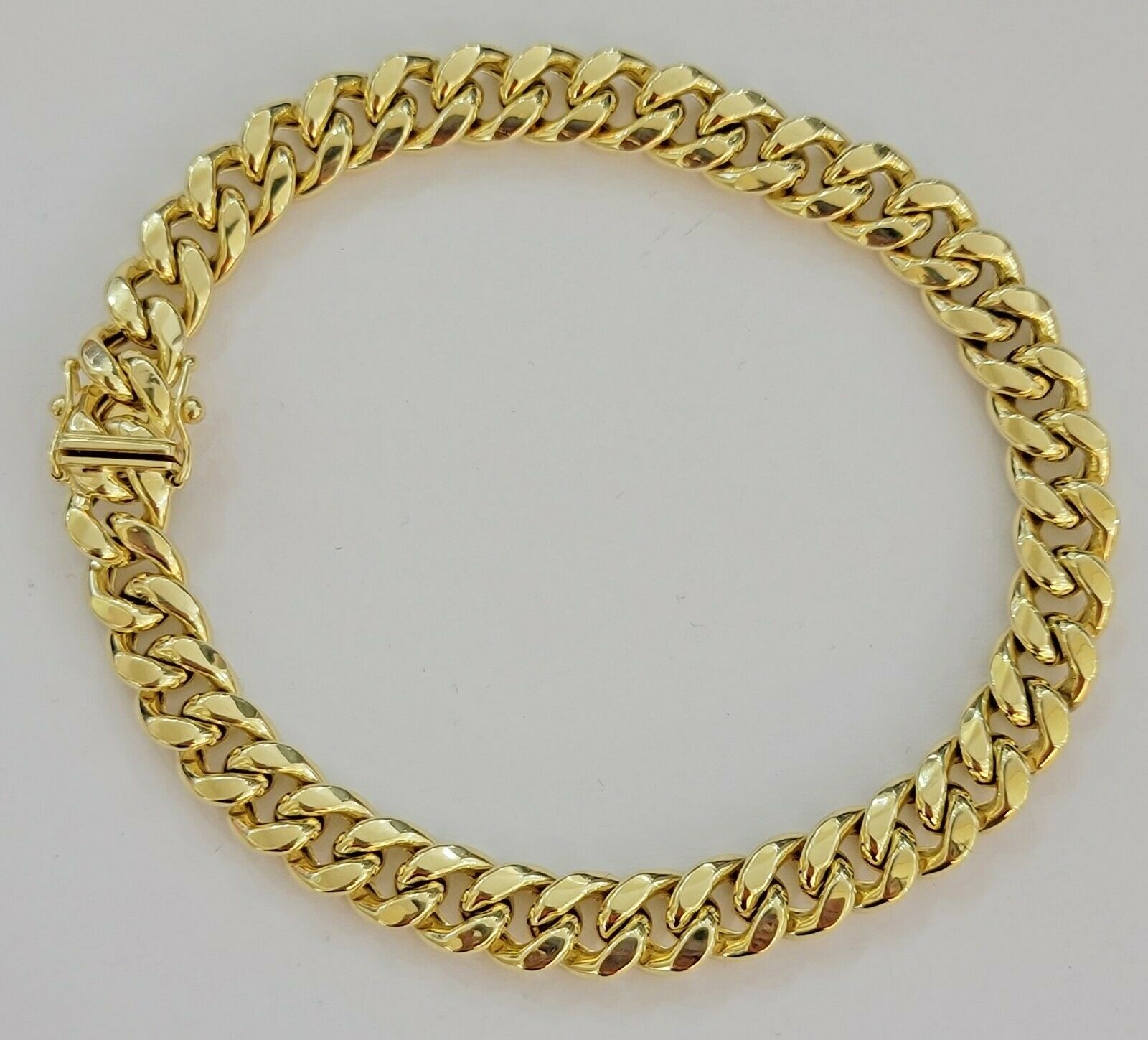 10K Men's Yellow Gold Miami Cuban Bracelet 8.5 Inches 9mm long Box Lock - GoldenLinQ
