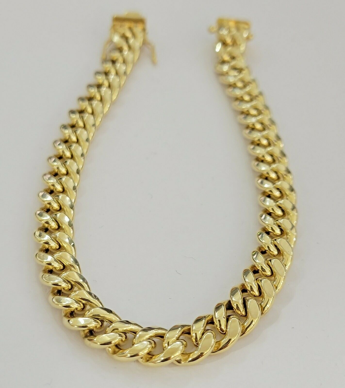 10K Men's Yellow Gold Miami Cuban Bracelet 8.5 Inches 9mm long Box Lock - GoldenLinQ