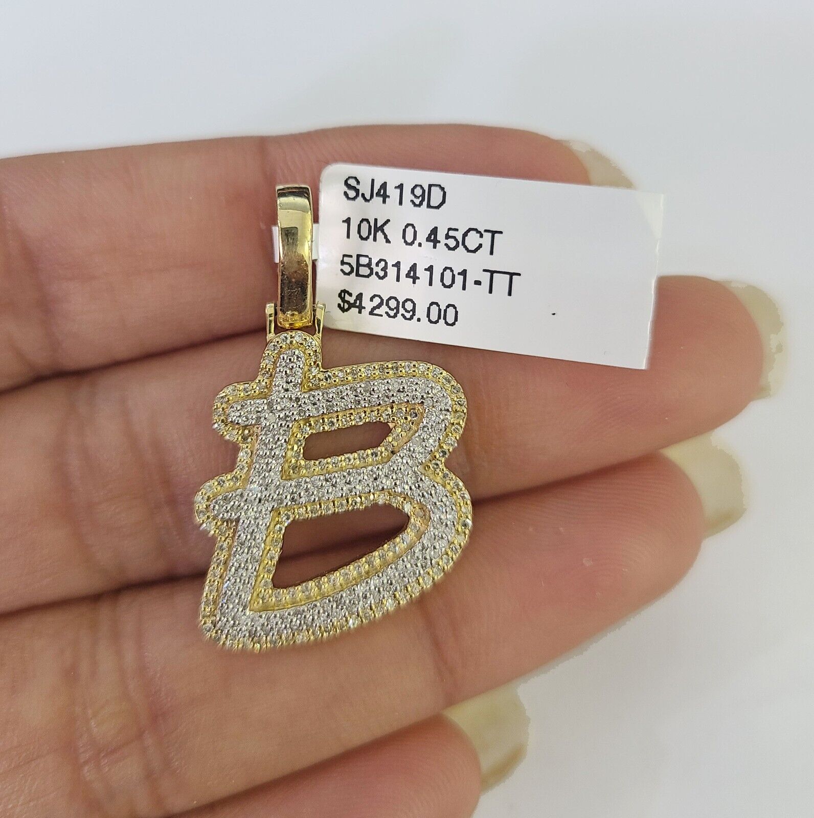 10k Miami Cuban Chain B Diamond Charm Set 4mm 18 - 26"Yellow Gold Necklace Pendant - GoldenlinQ