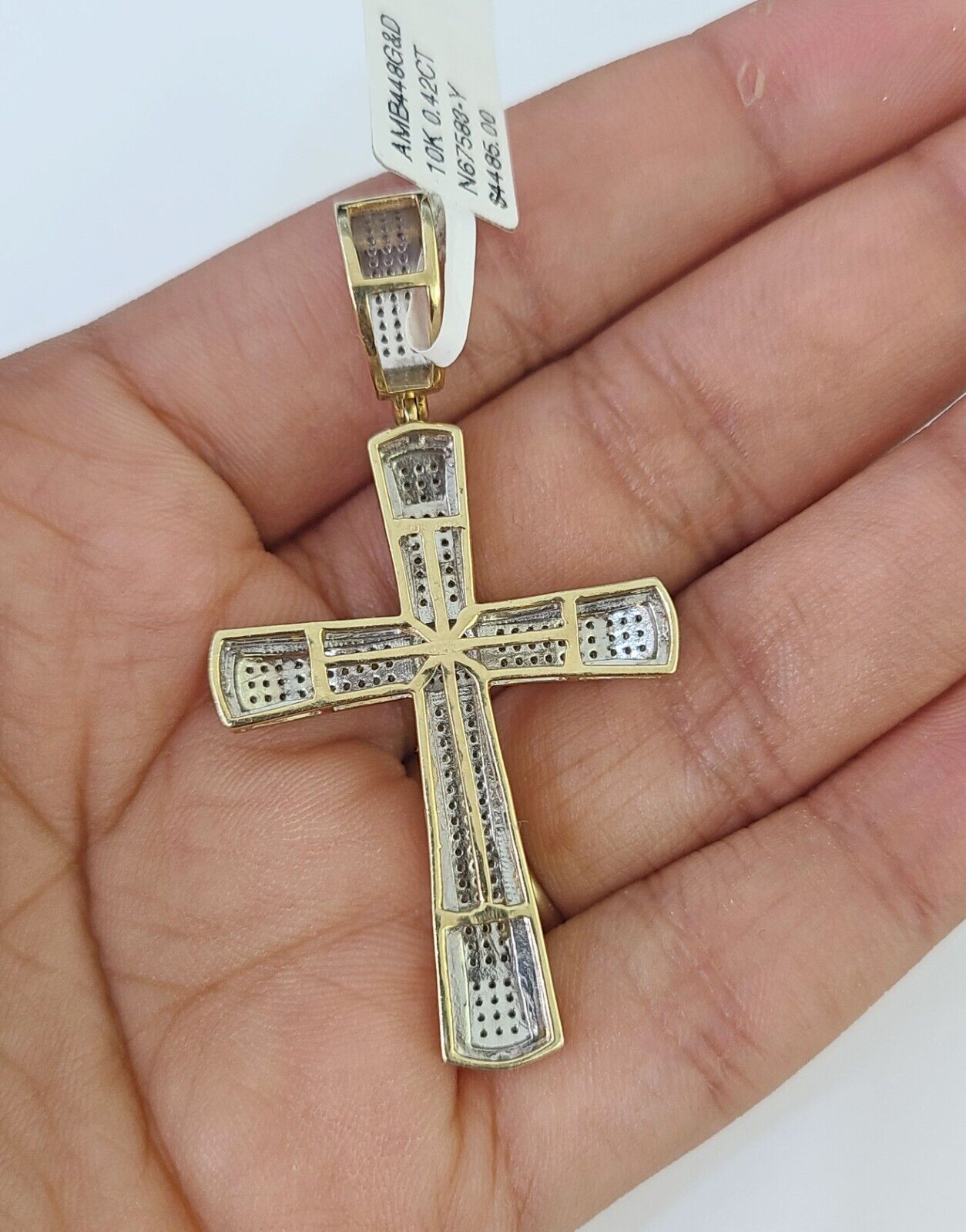 10k Miami Cuban Chain Jesus Cross Charm Set 4.5mm 20" - 28" Necklace Pendant Gold - GoldenlinQ