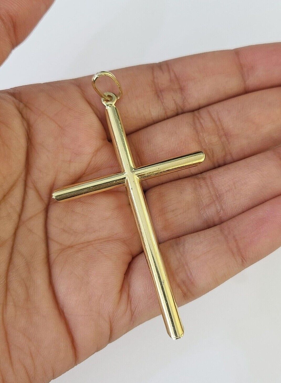 10k Miami Cuban Chain Jesus Cross Charm Set 4mm 18" - 28" Necklace Yellow Gold - GoldenlinQ