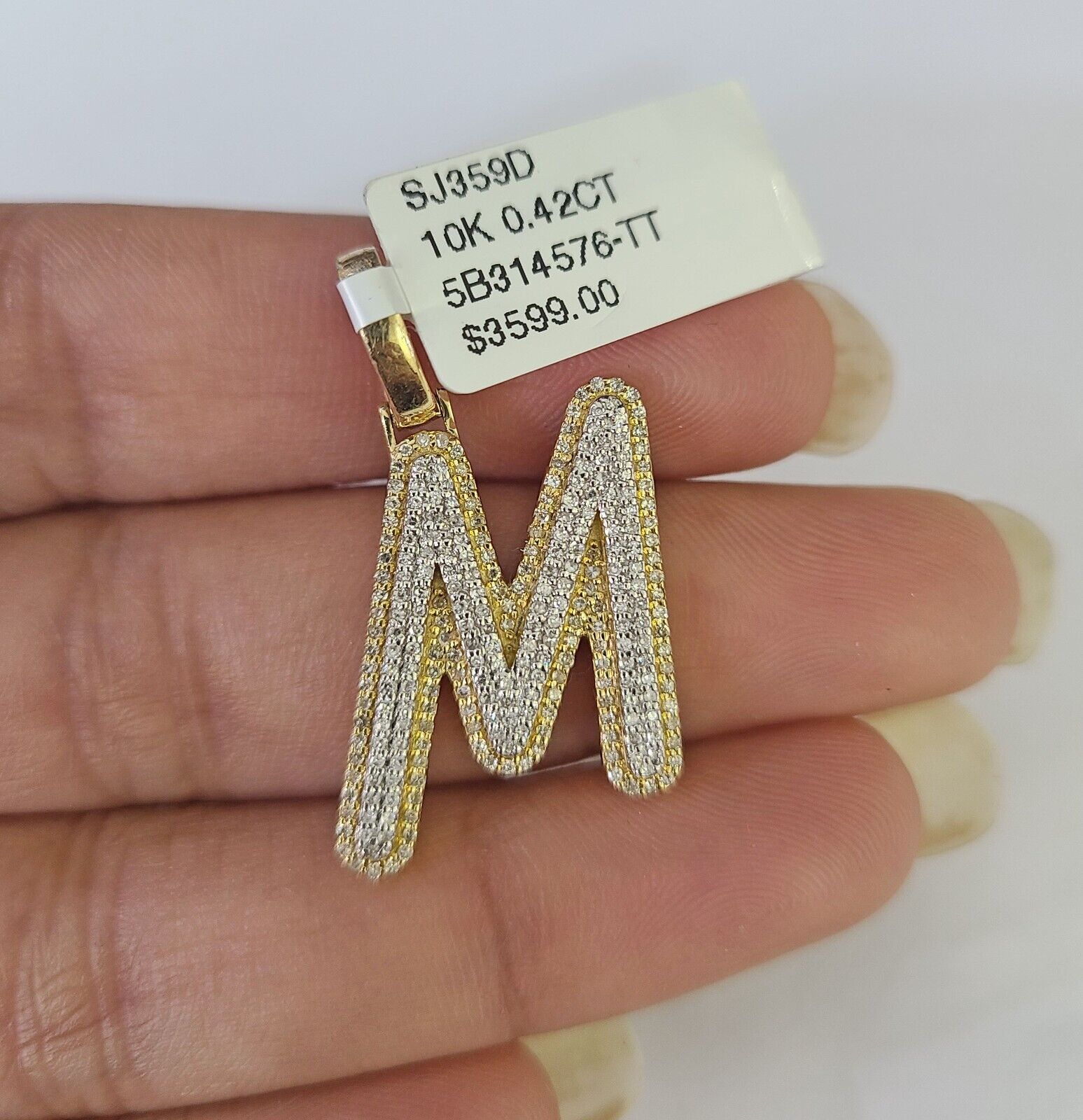 10k Miami Cuban Chain M Diamond Charm Set 4mm 18 - 26"Yellow Gold Necklace Pendant - GoldenlinQ