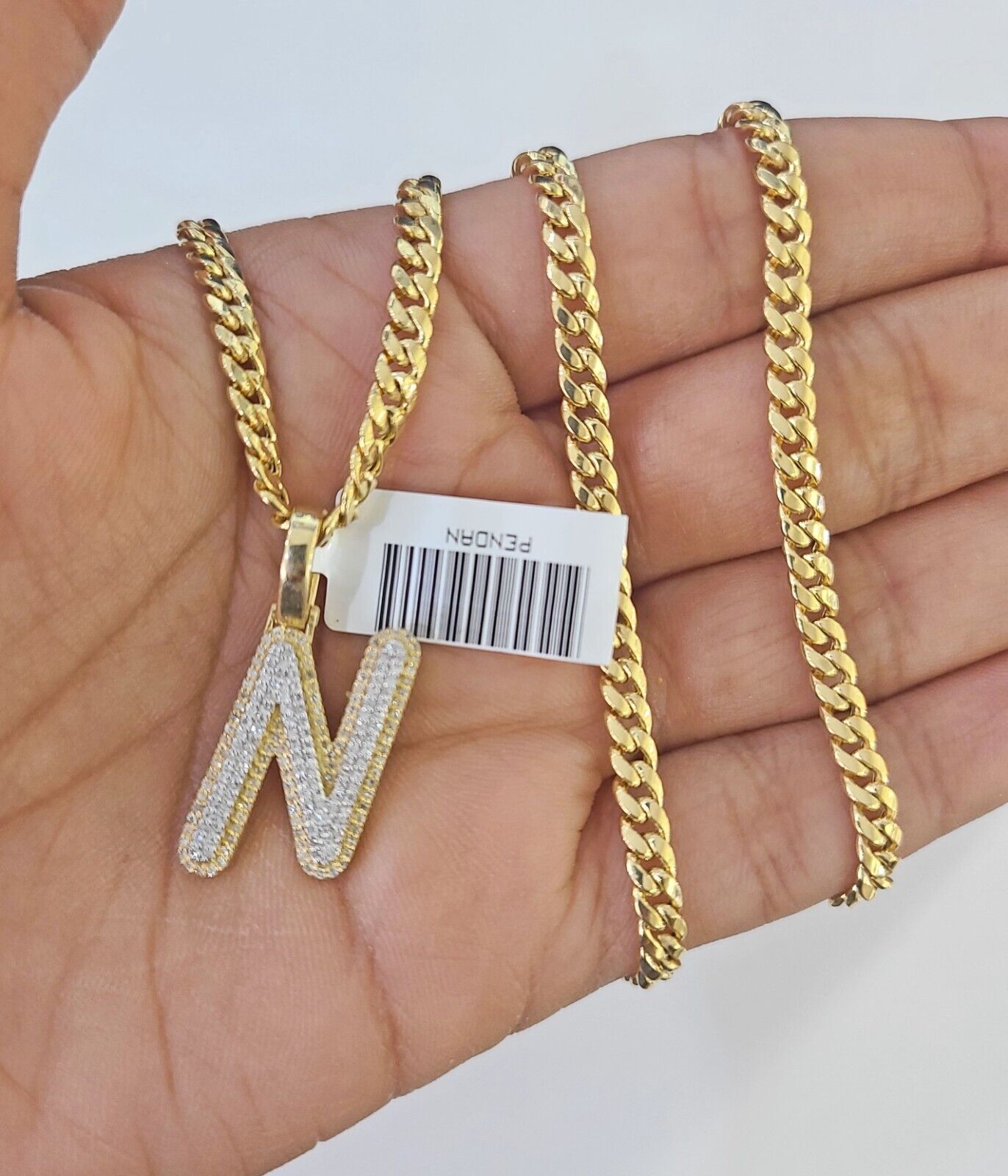 10k Miami Cuban Chain N Diamond Charm Set 4mm 18 - 26"Yellow Gold Necklace Pendant - GoldenlinQ