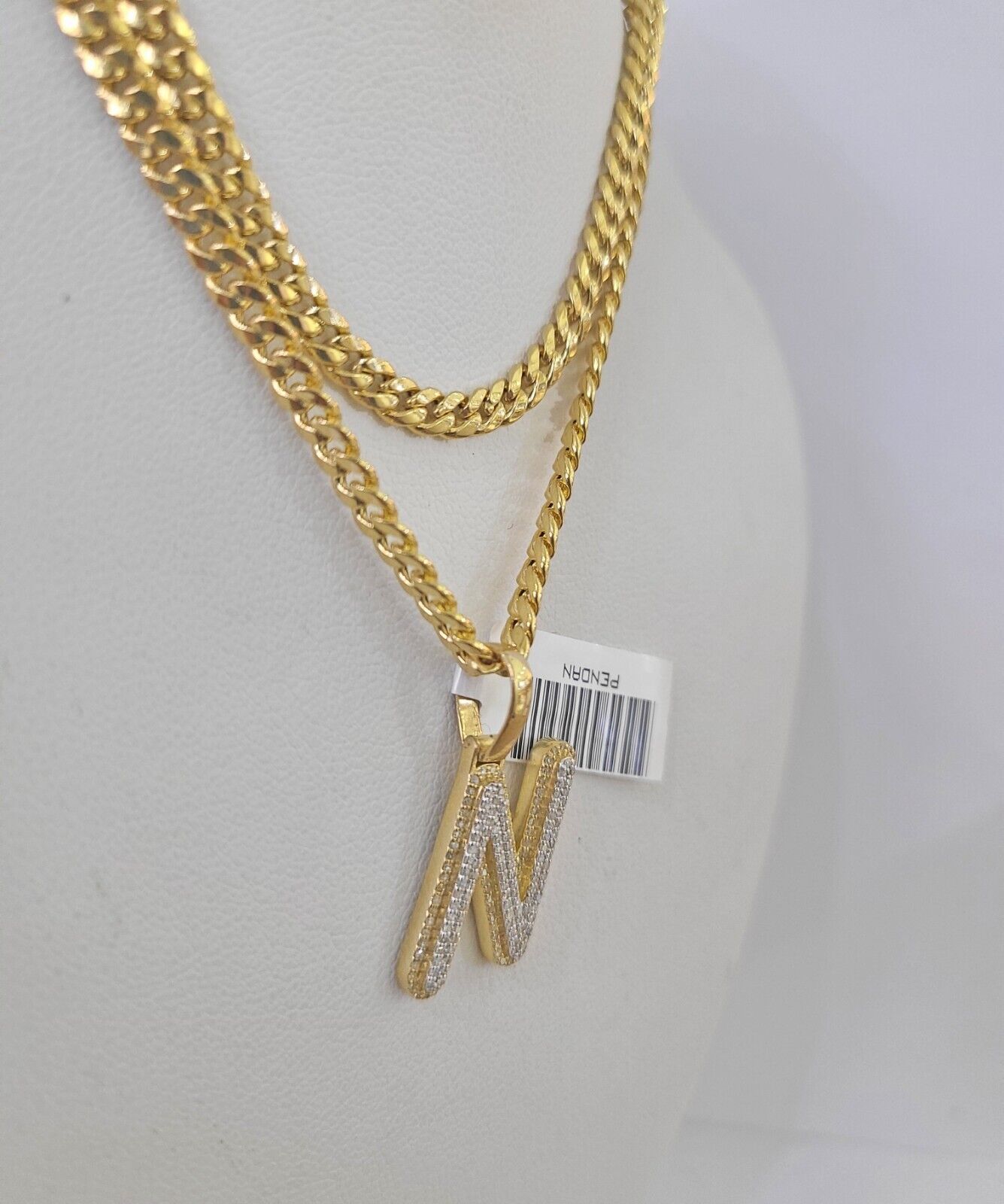 10k Miami Cuban Chain N Diamond Charm Set 4mm 18 - 26"Yellow Gold Necklace Pendant - GoldenlinQ