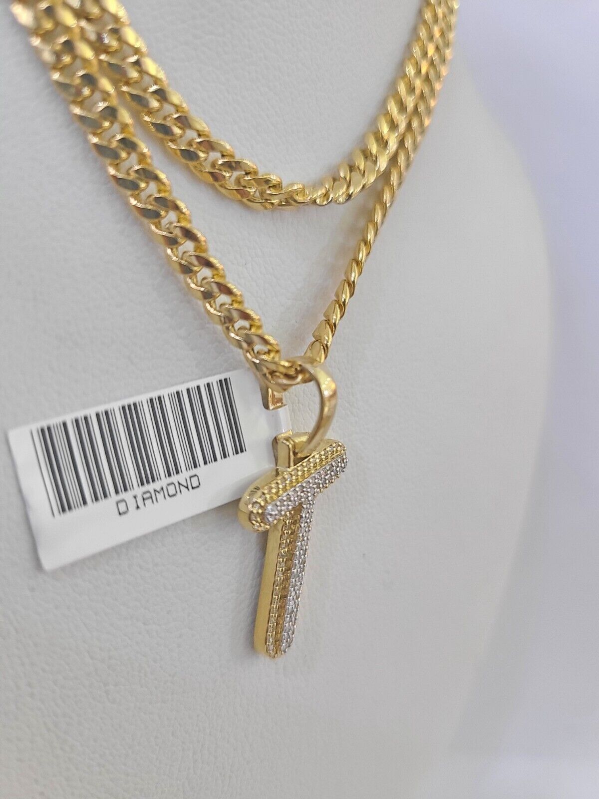10k Miami Cuban Chain T Diamond Charm Set 4mm 18 - 26"Yellow Gold Necklace Pendant - GoldenlinQ