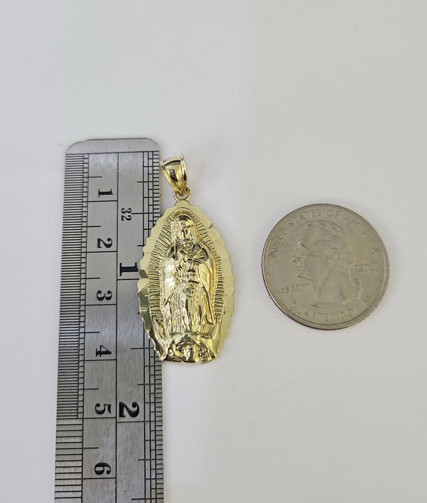 10k Miami Cuban Chain Virgin Mary Charm Set 4mm 18" - 28" Necklace Yellow Gold - GoldenlinQ