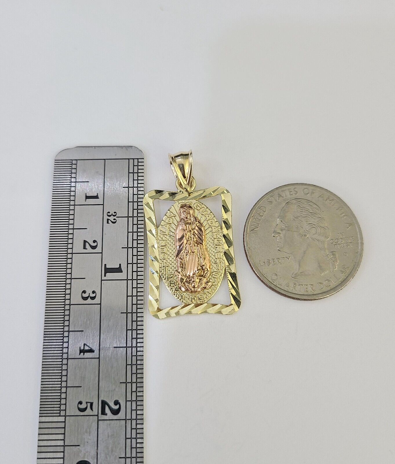 10k Miami Cuban Chain Virgin Mary Charm Set 4mm 18" - 28" Necklace Yellow Gold - GoldenlinQ