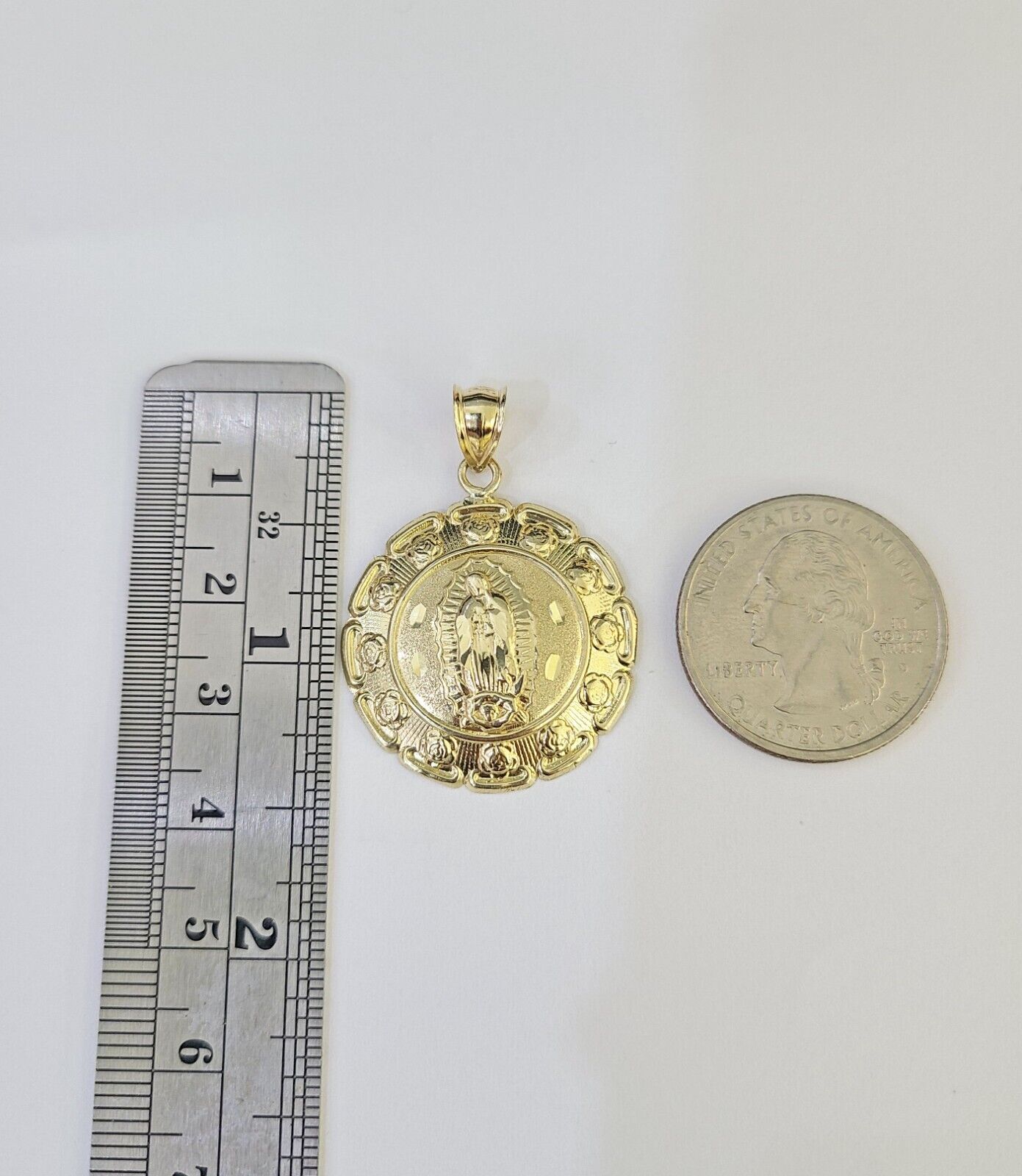 10k Miami Cuban Chain Virgin Mary Charm Set 4mm 18" - 28" Necklace Yellow Gold - GoldenlinQ