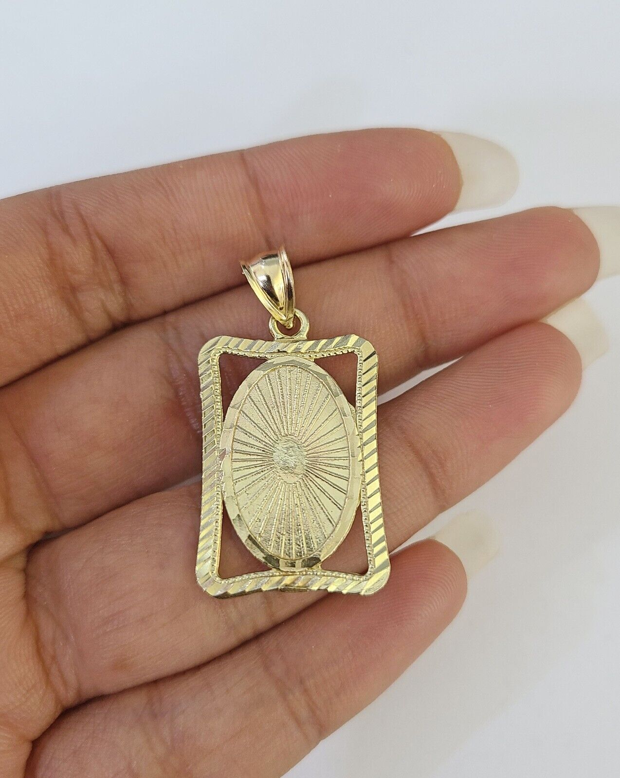 10k Miami Cuban Chain Virgin Mary Charm Set 4mm 18" - 28" Necklace Yellow Gold - GoldenlinQ