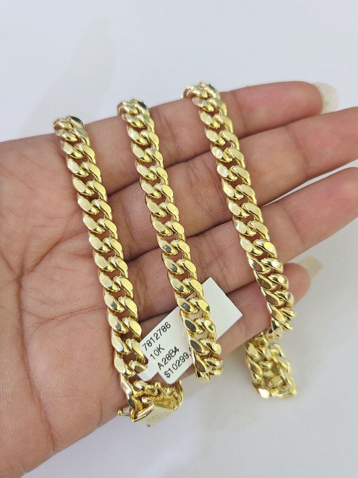 10k Miami Cuban Link Chain Yellow Gold 7mm Necklace 18 - 28 Inches Real - GoldenlinQ