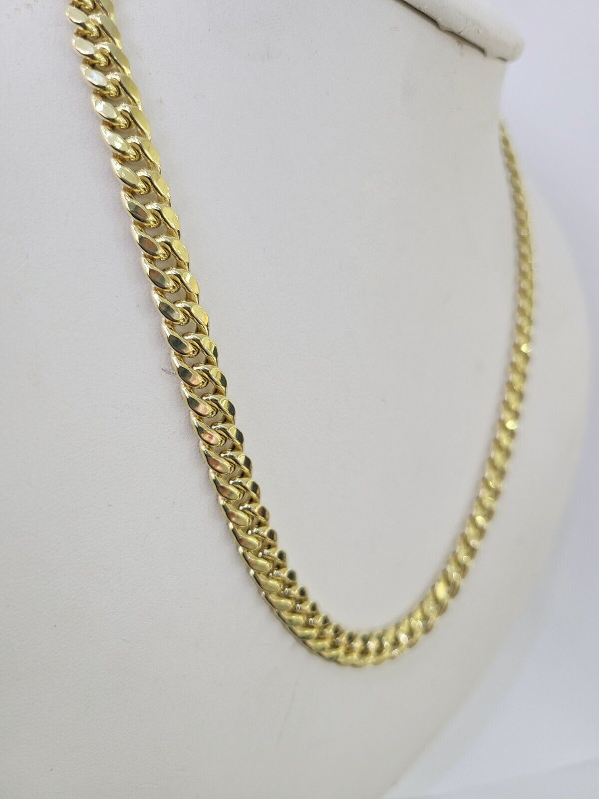 10K Miami Cuban Link Chain Yellow Gold Real 7mm 22 inch Necklace Mens Box Lock - GoldenlinQ