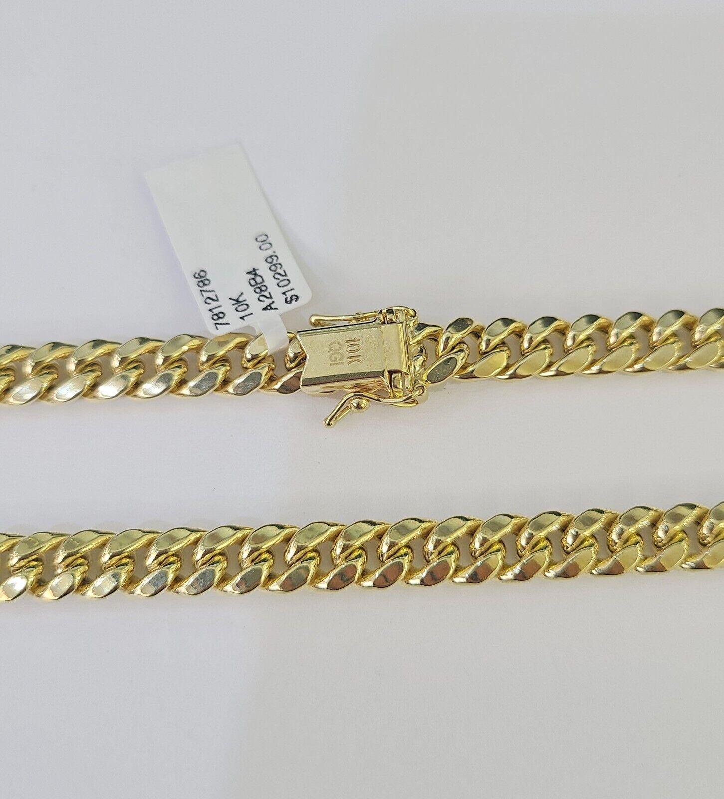 10K Miami Cuban Link Chain Yellow Gold Real 7mm 22 inch Necklace Mens Box Lock - GoldenlinQ